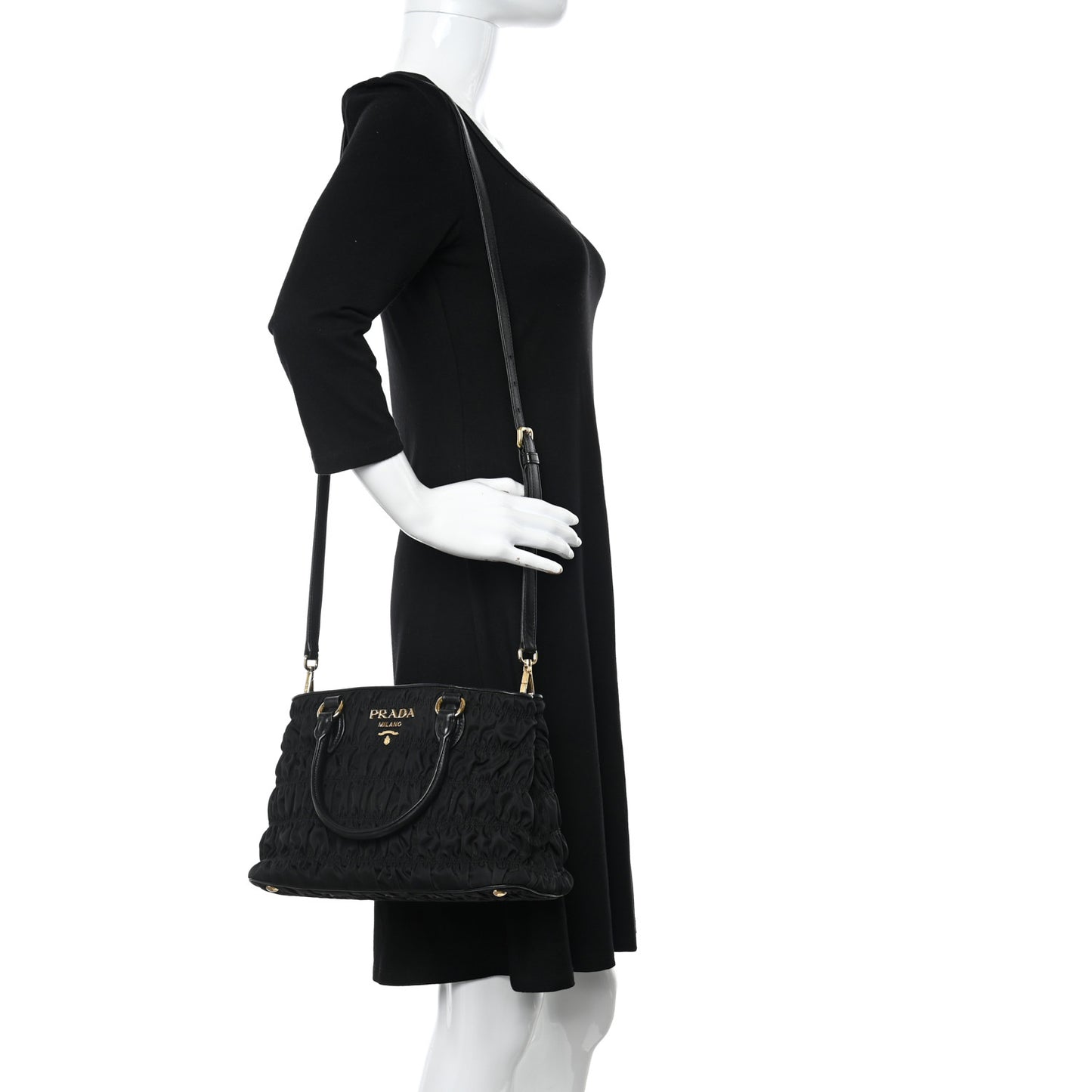 Tessuto Nylon Gaufre Small Tote Black