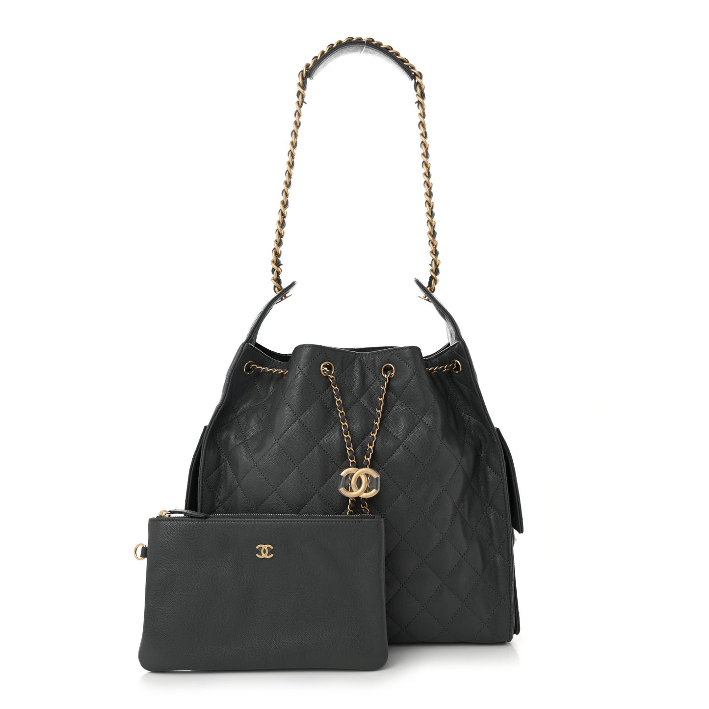 Caviar Quilted Medium Chanel 25 Handbag Dark Gray