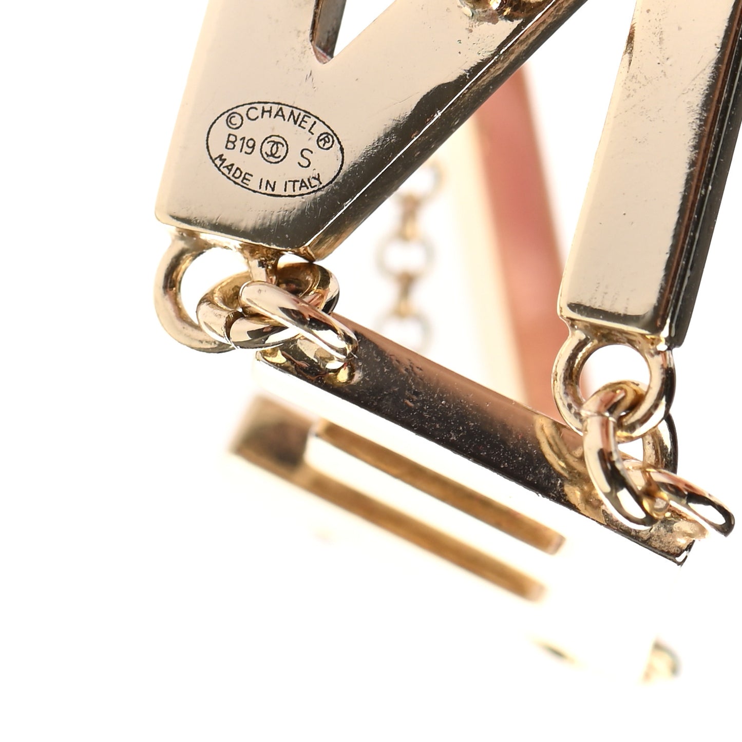 Metal Cha-Nel Logo Drop Earrings Gold