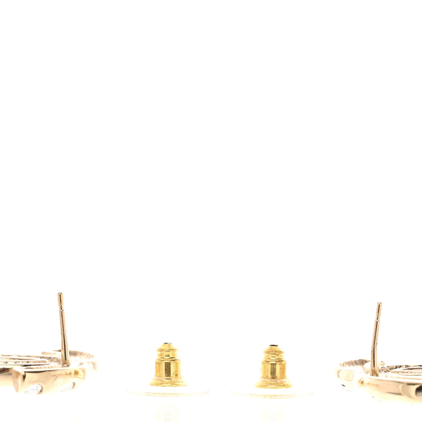 Metal Crystal CC Earrings Gold