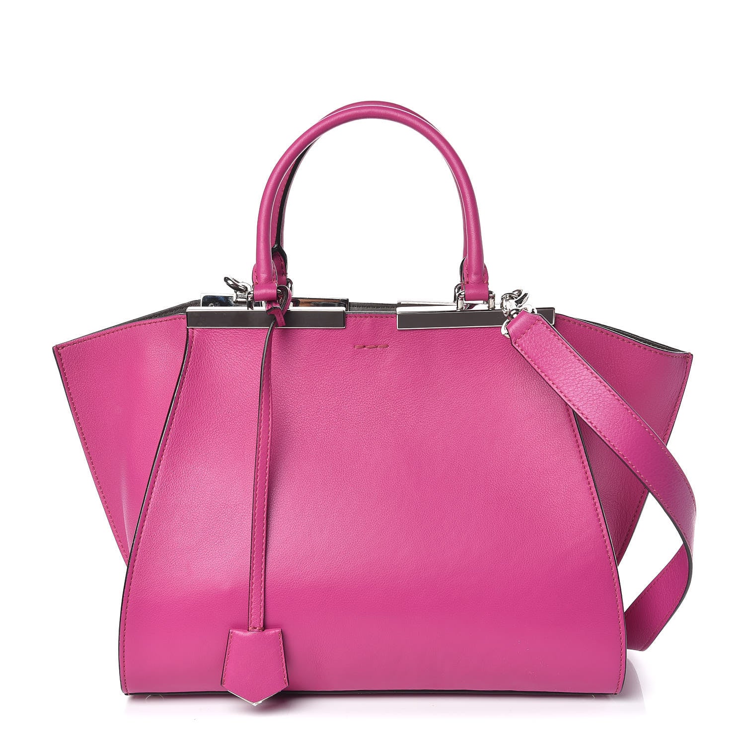 Fendi Vitello Dolce Shiny Nappa Petite 3Jours Tote Magenta Carbone