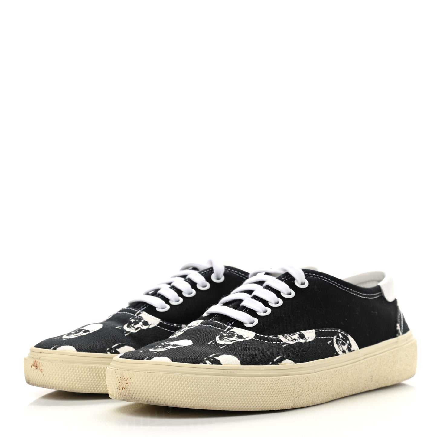 Canvas Skull Print Skate Sneakers 40 Black White