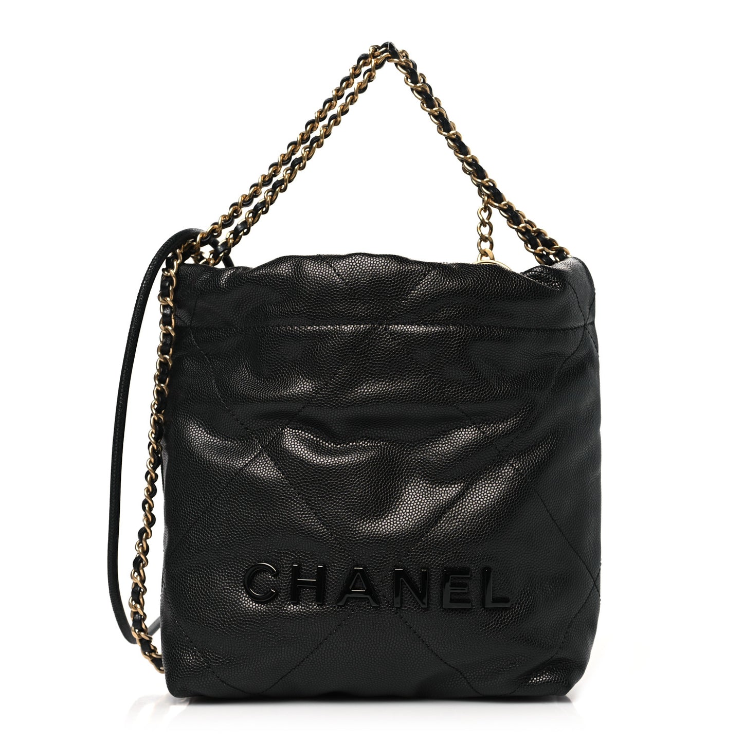 Shiny Caviar Quilted Monochrome Mini Chanel 22 Black