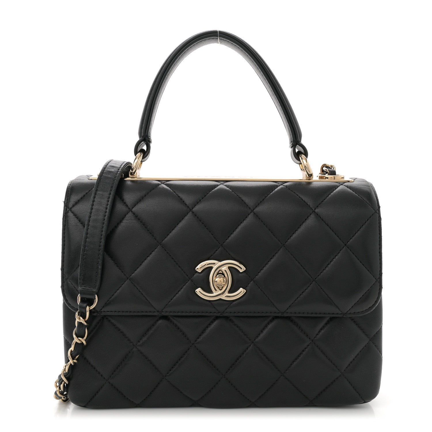 Chanel Lambskin Quilted Small Trendy CC Dual Handle Flap Bag Black