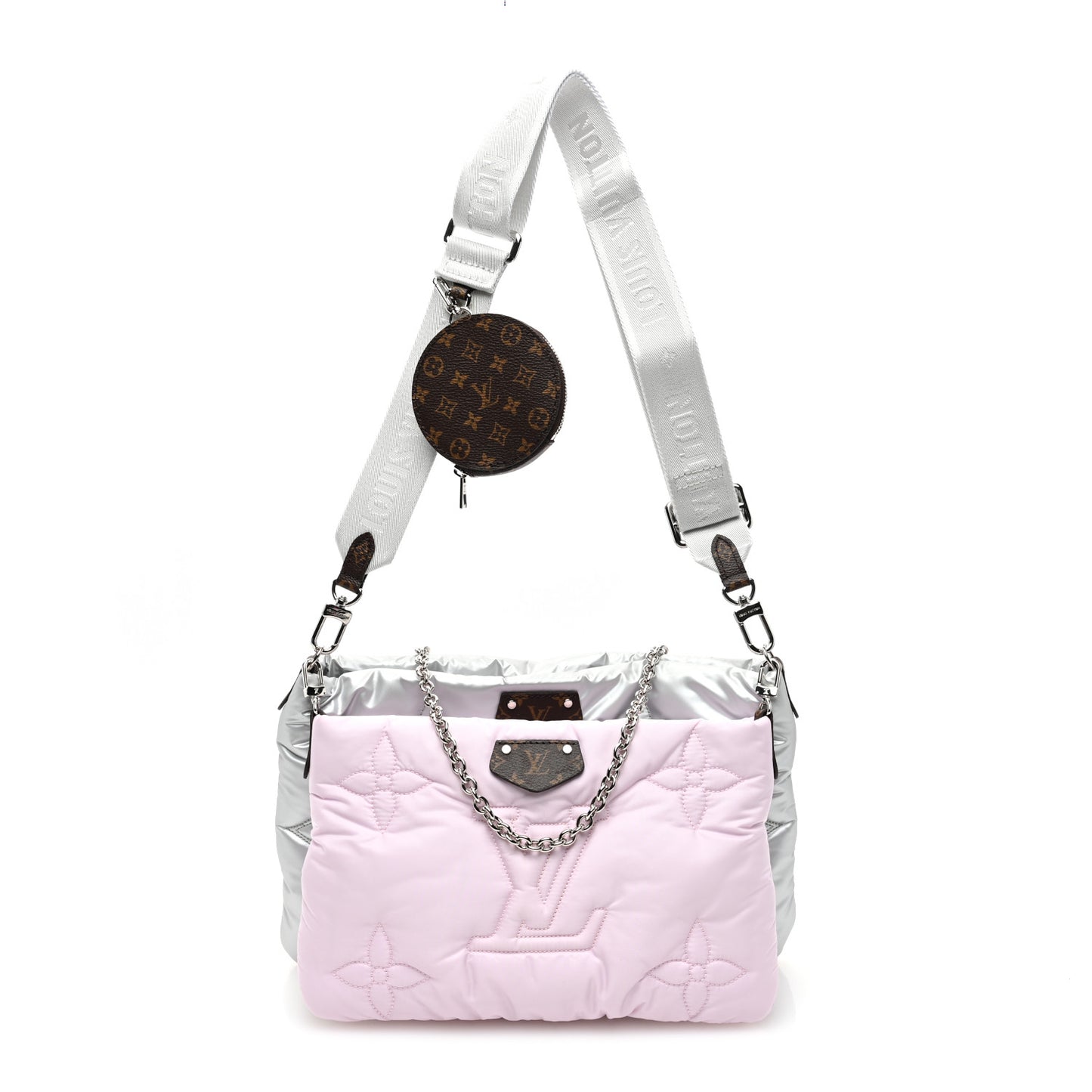 Econyl Monogram Pillow Maxi Multi Pochette Accessories Silver Pale Pink