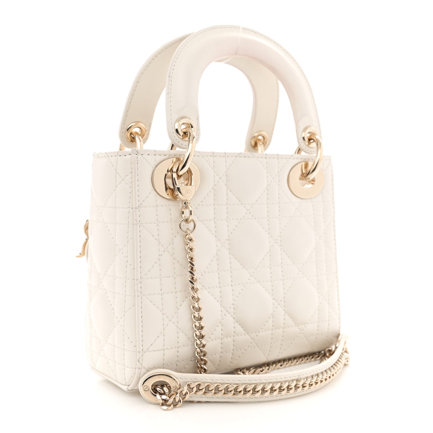 Lambskin Cannage Mini Lady Dior Latte