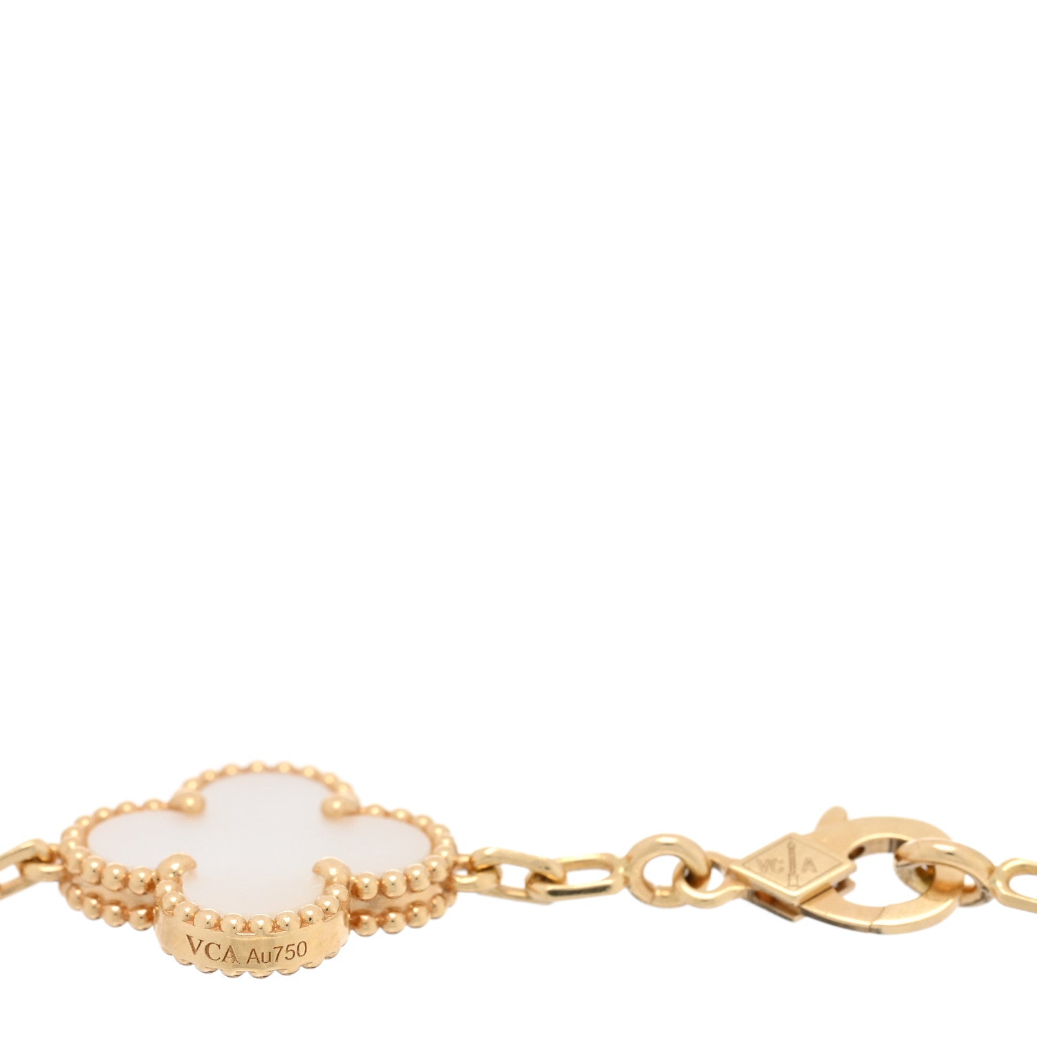 Van Cleef & Arpels 18K Yellow Gold Mother of Pearl 5 Motifs Vintage Alhambra Bracelet 3 of 3