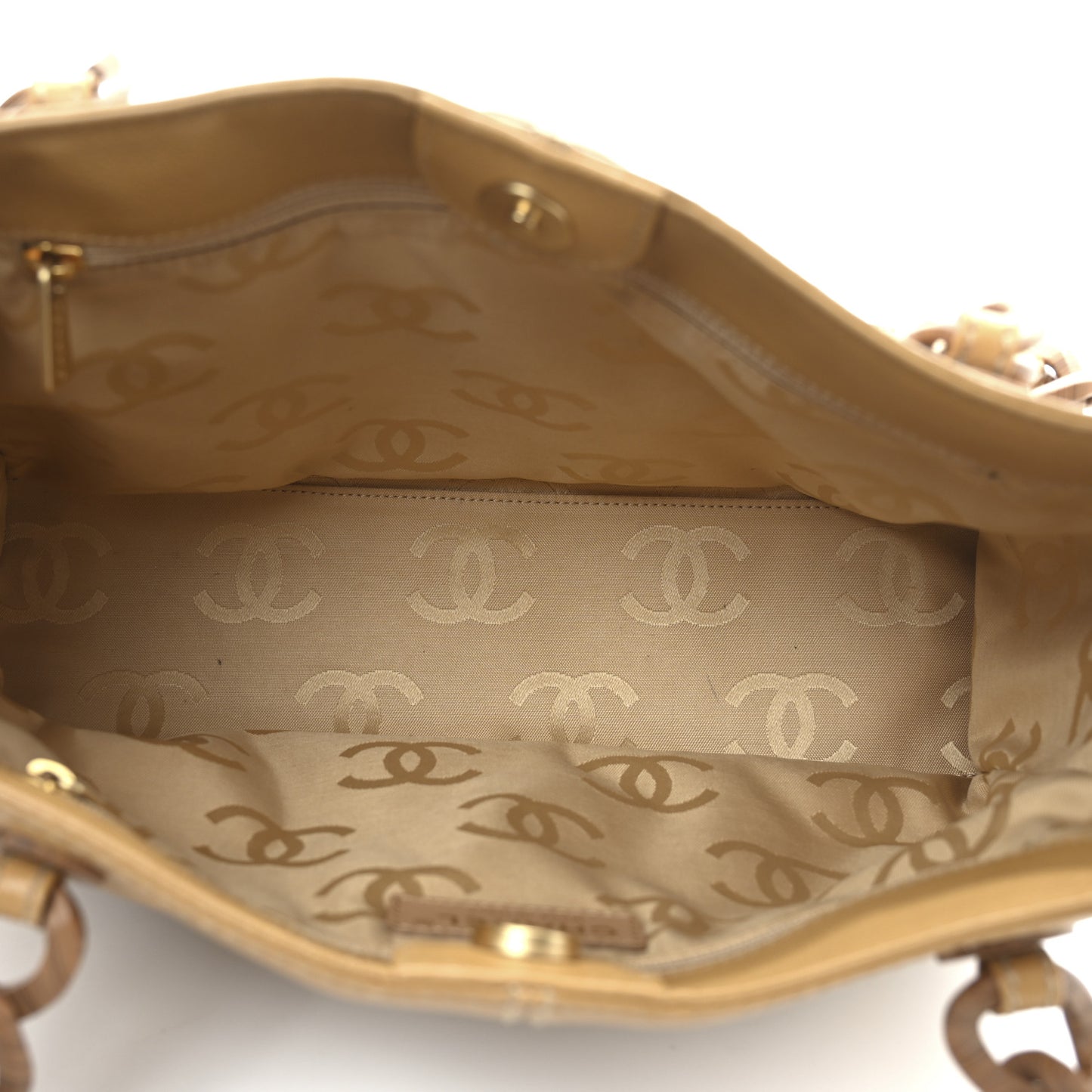 Calfskin Wood Chain Tote Light Brown