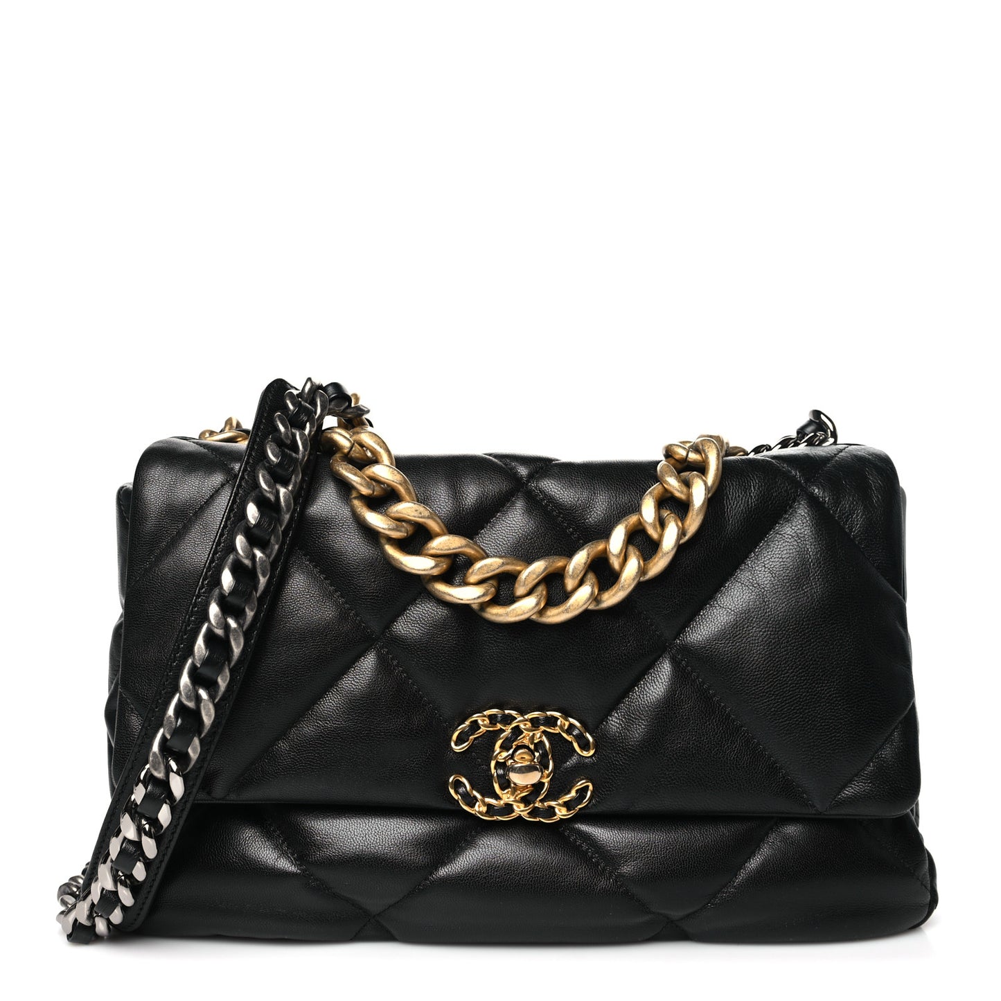 Lambskin Quilted Large Chanel 19 Flap Black