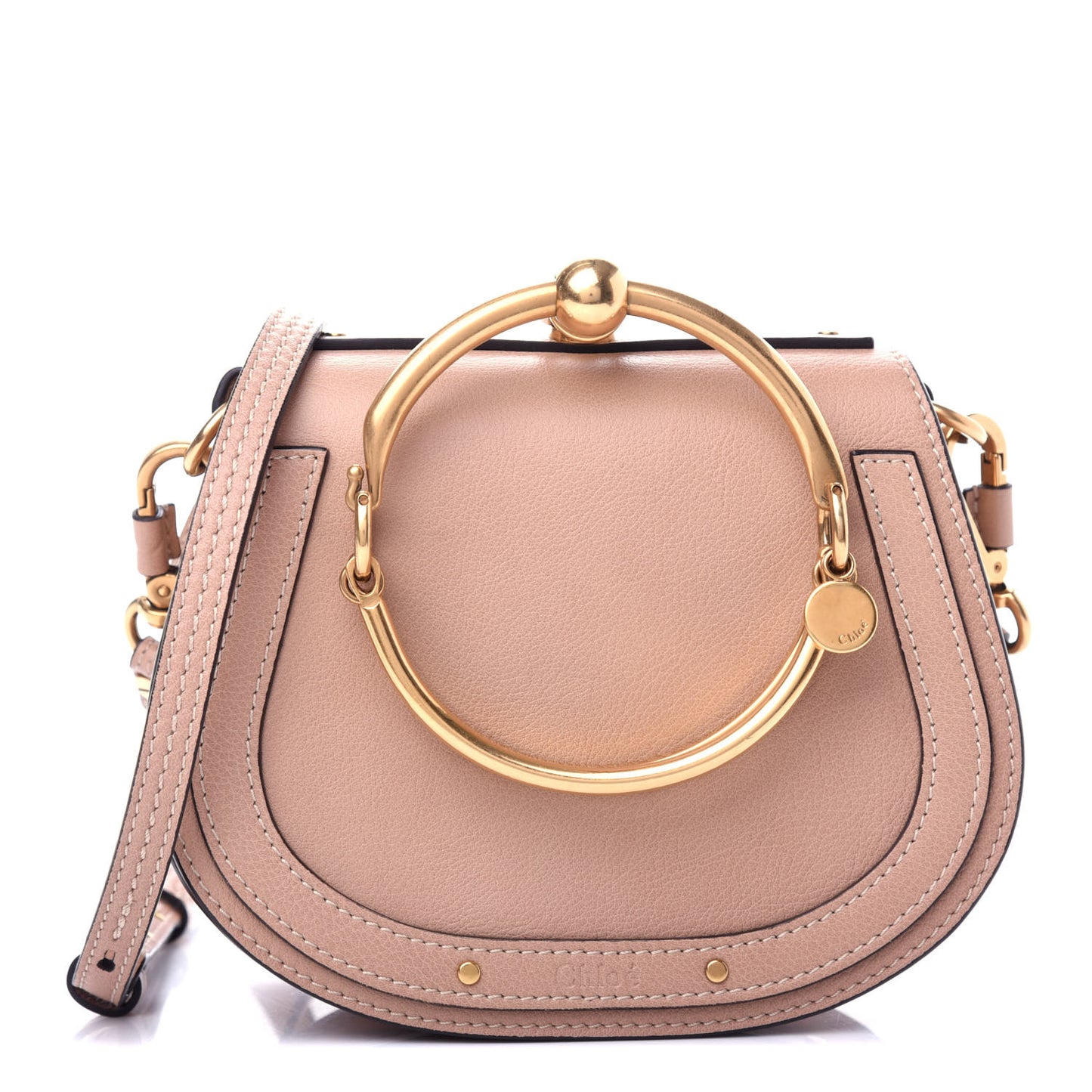Calfskin Suede Small Nile Bracelet Bag Biscotti Beige