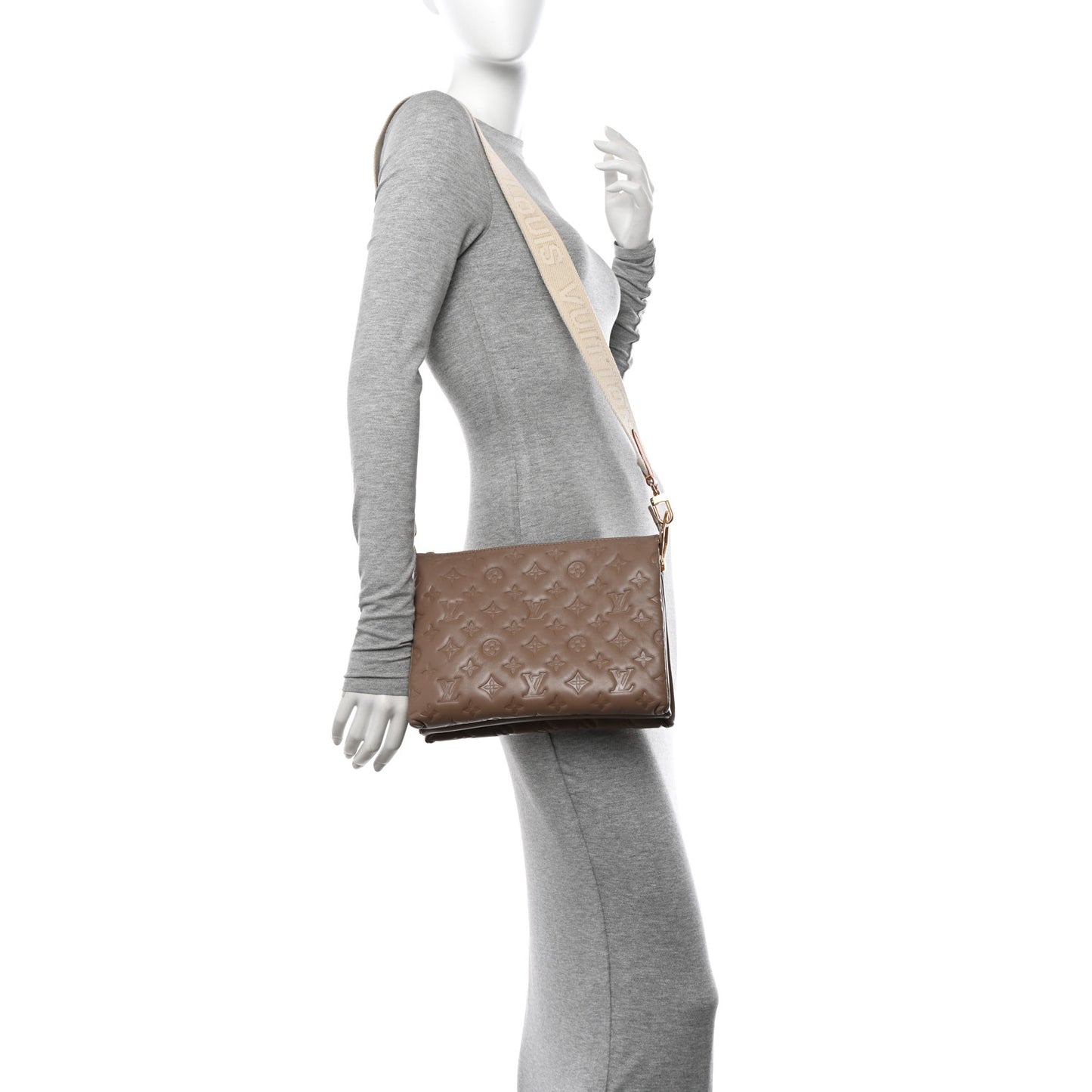 Lambskin Embossed Monogram Coussin PM Taupe