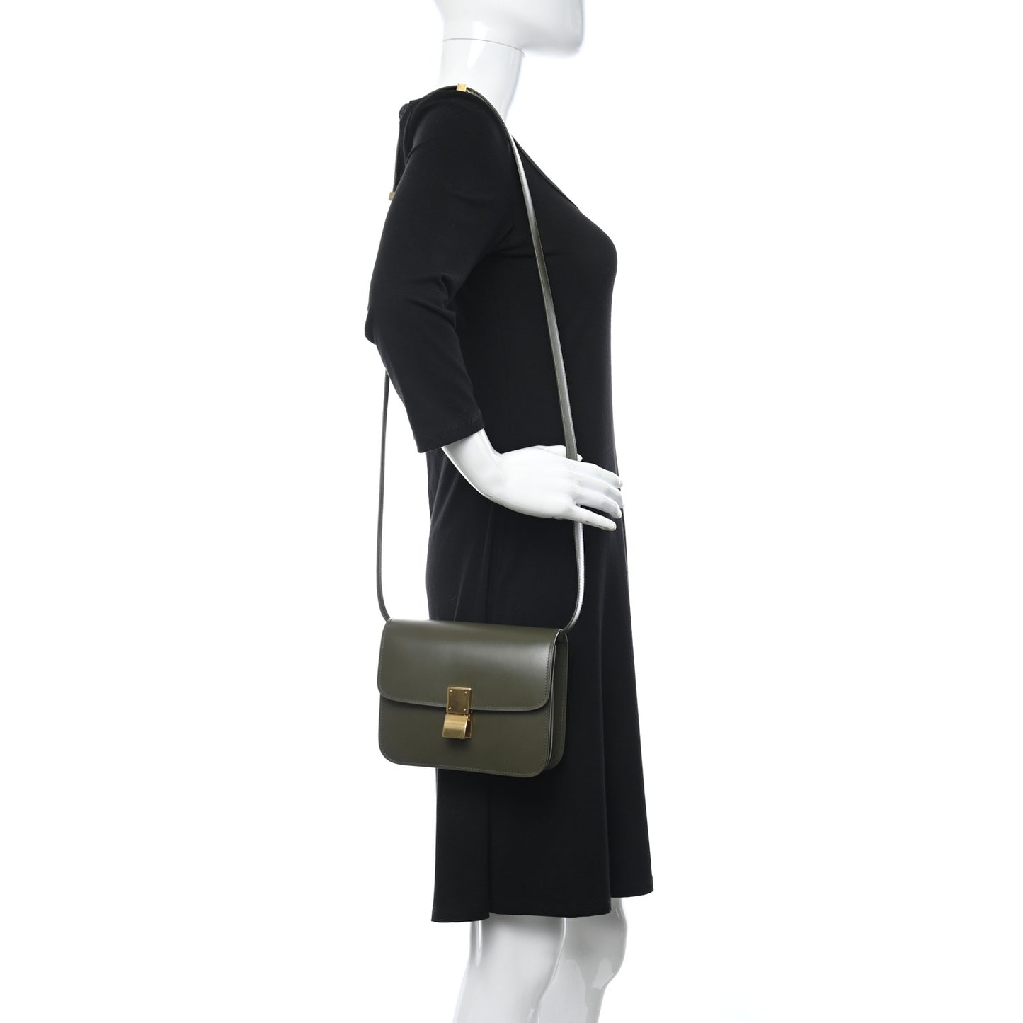 Box Calfskin Teen Classic Box Flap Bag Dark Olive