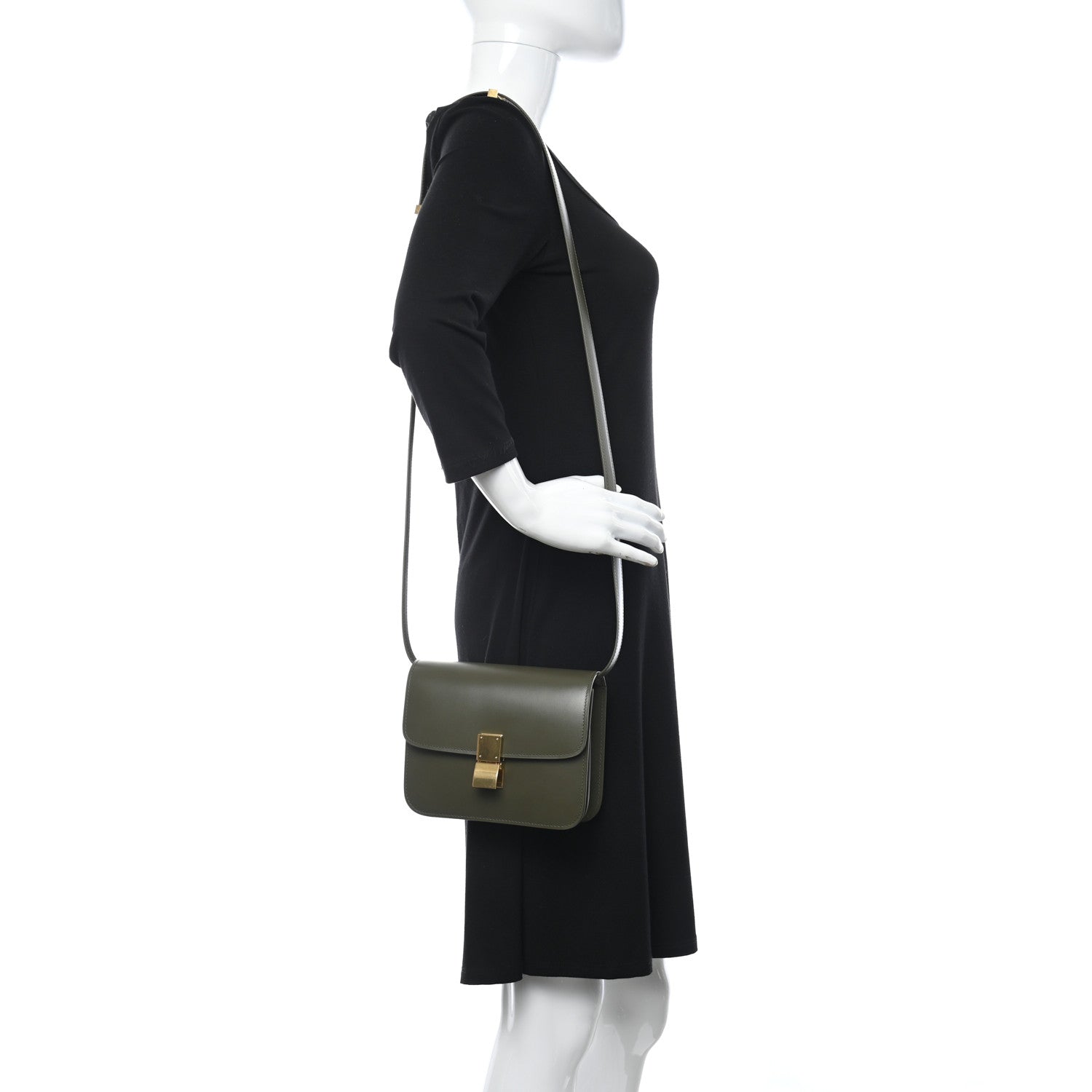 Celine Box Calfskin Teen Classic Box Flap Bag Dark Olive 2 of 10