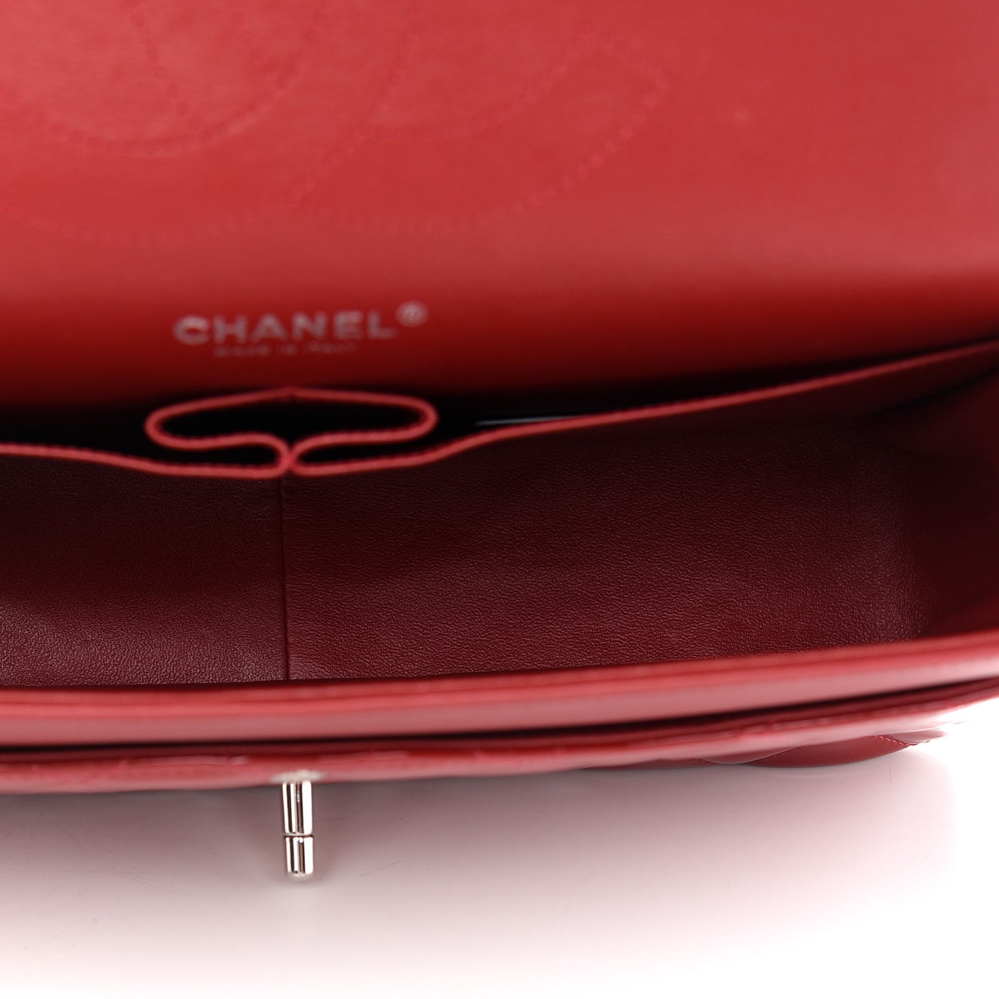 Patent Quilted Jumbo Double Flap Red