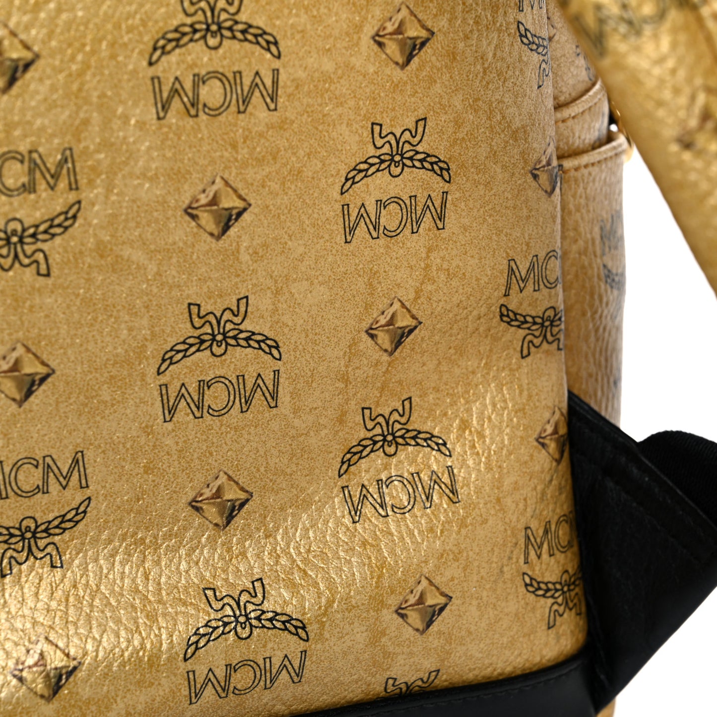 Metallic Visetos Studded Small Dual Stark Backpack Gold