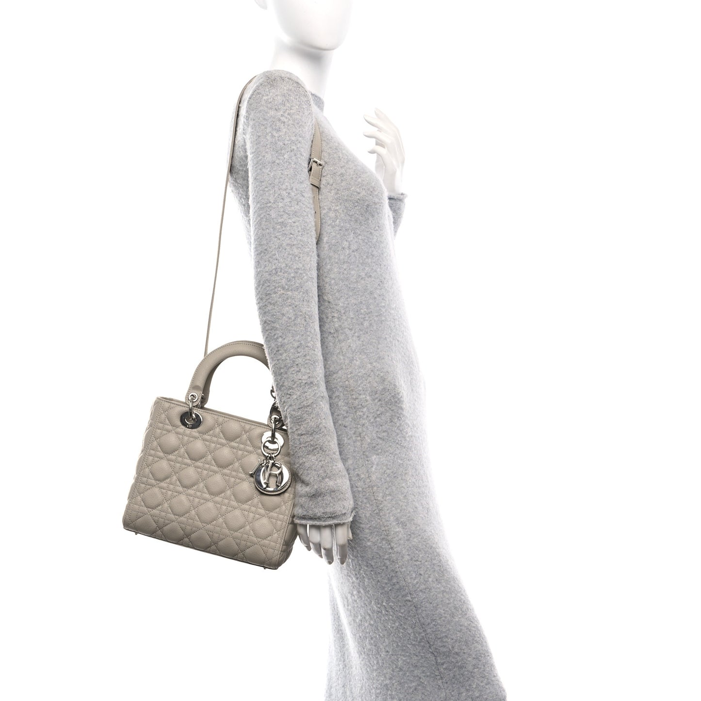 Grained Calfskin Cannage Medium Lady Dior Sable