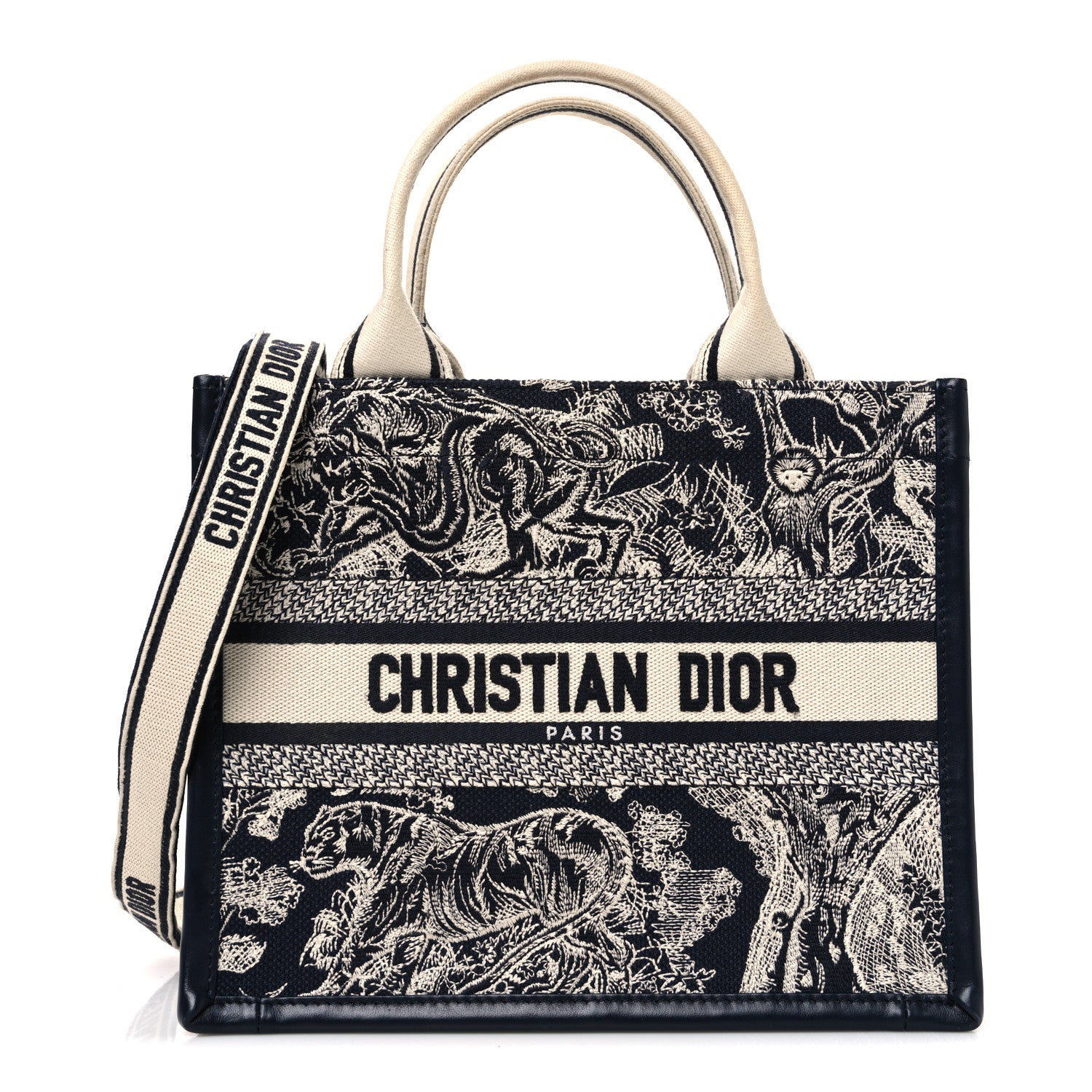 Christian Dior Calfskin Dioriviera Toile De Jouy Small Book Tote