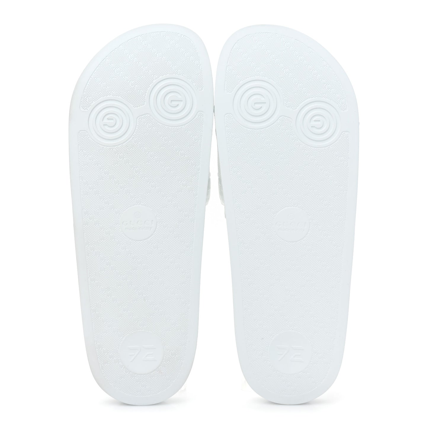 Rubber GG Monogram Mens Slide Sandals 10 White