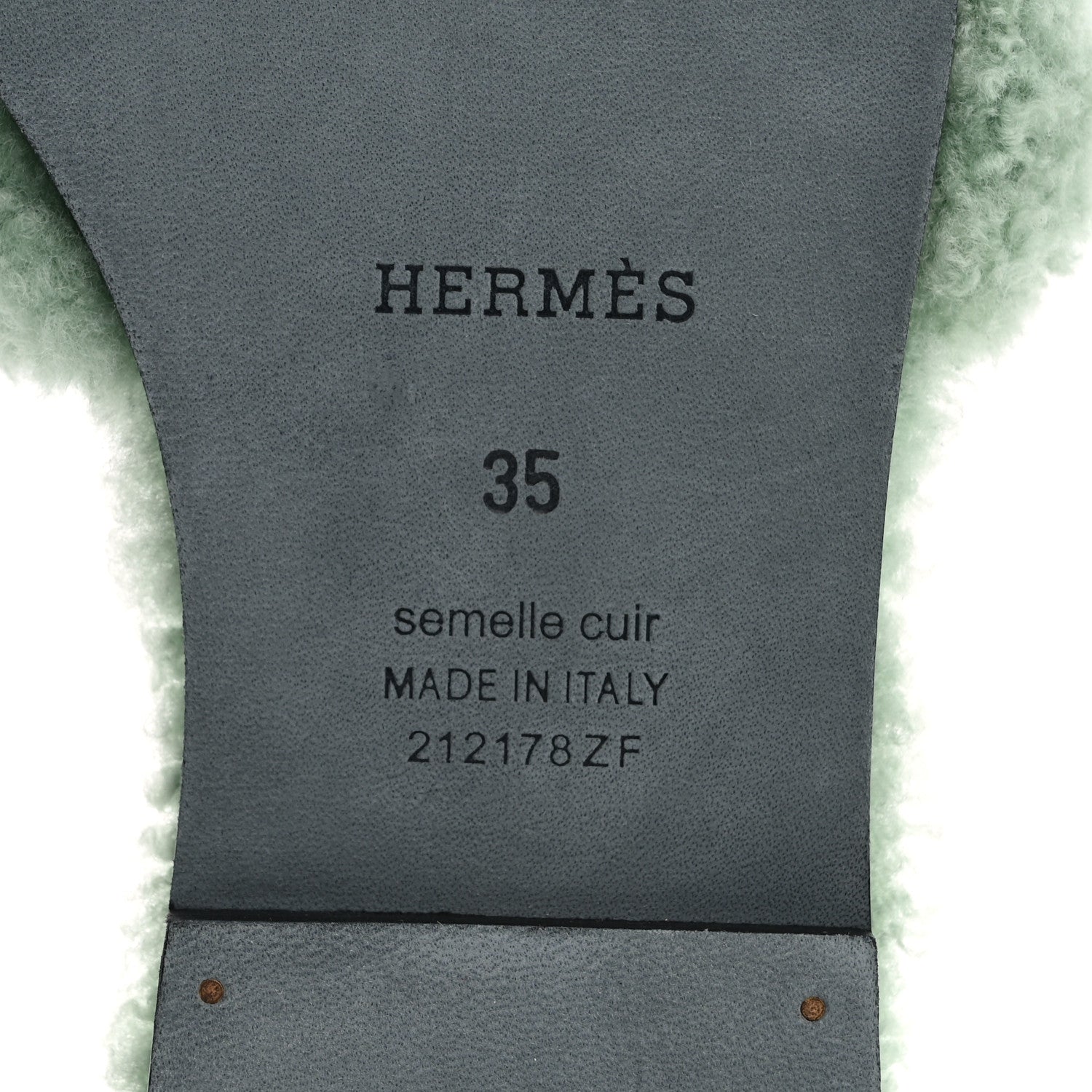 Hermes Woolskin Oran Sandals 35 Vert D’eau 8 of 8