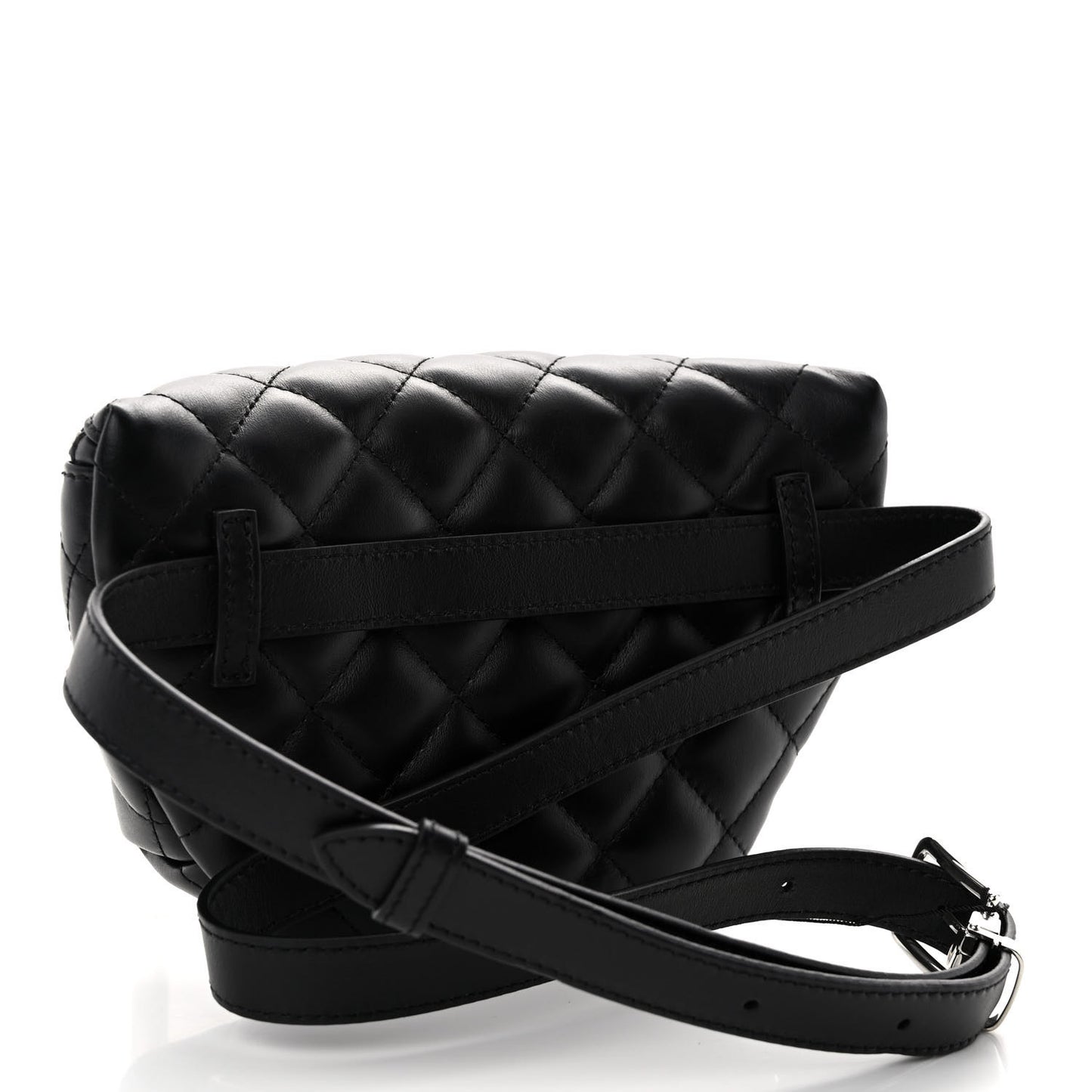 Calfskin Quilted Waist Belt Bag Black