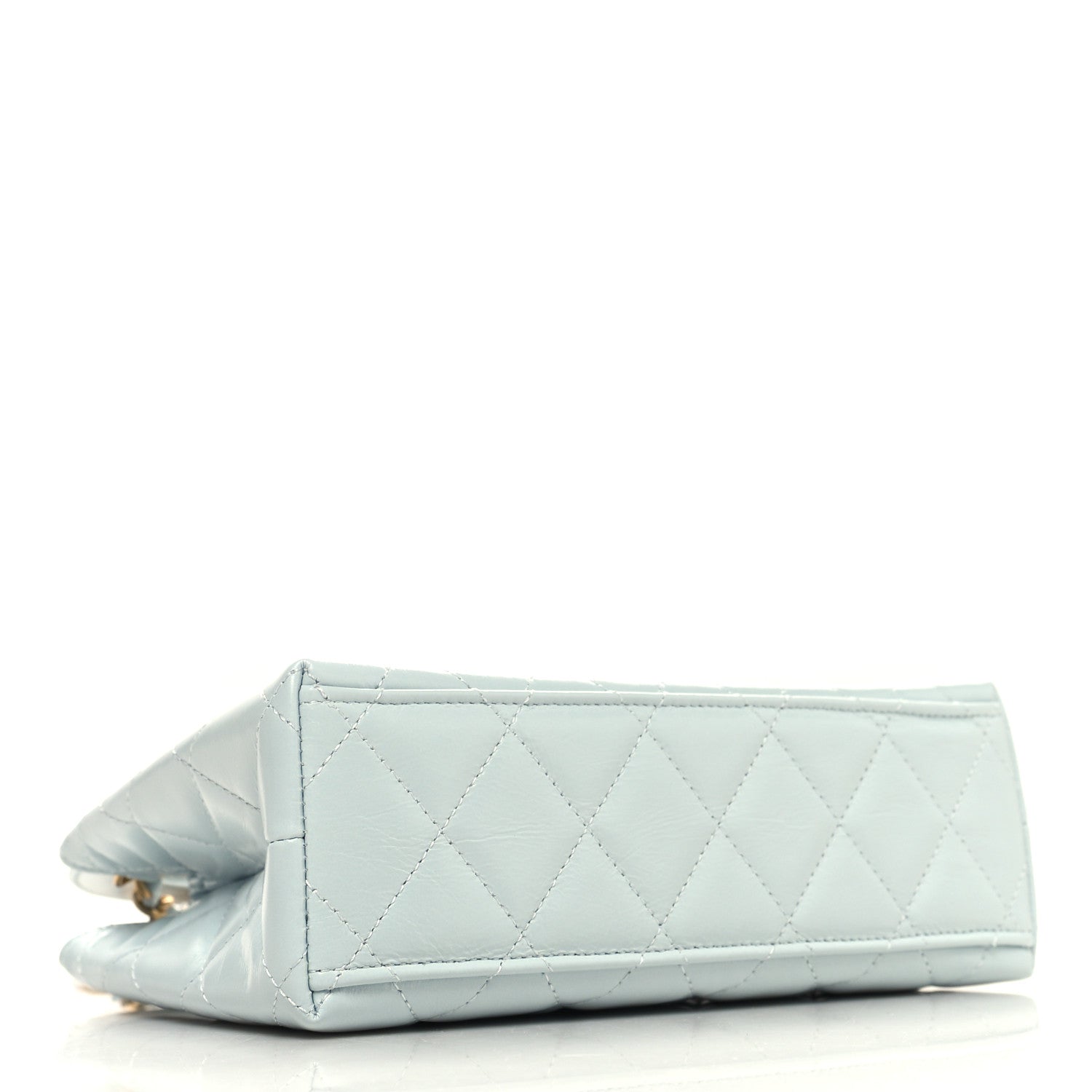 Chanel Shiny Aged Calfskin Quilted Nano Kelly Shopper Light Blue 4 of 11
