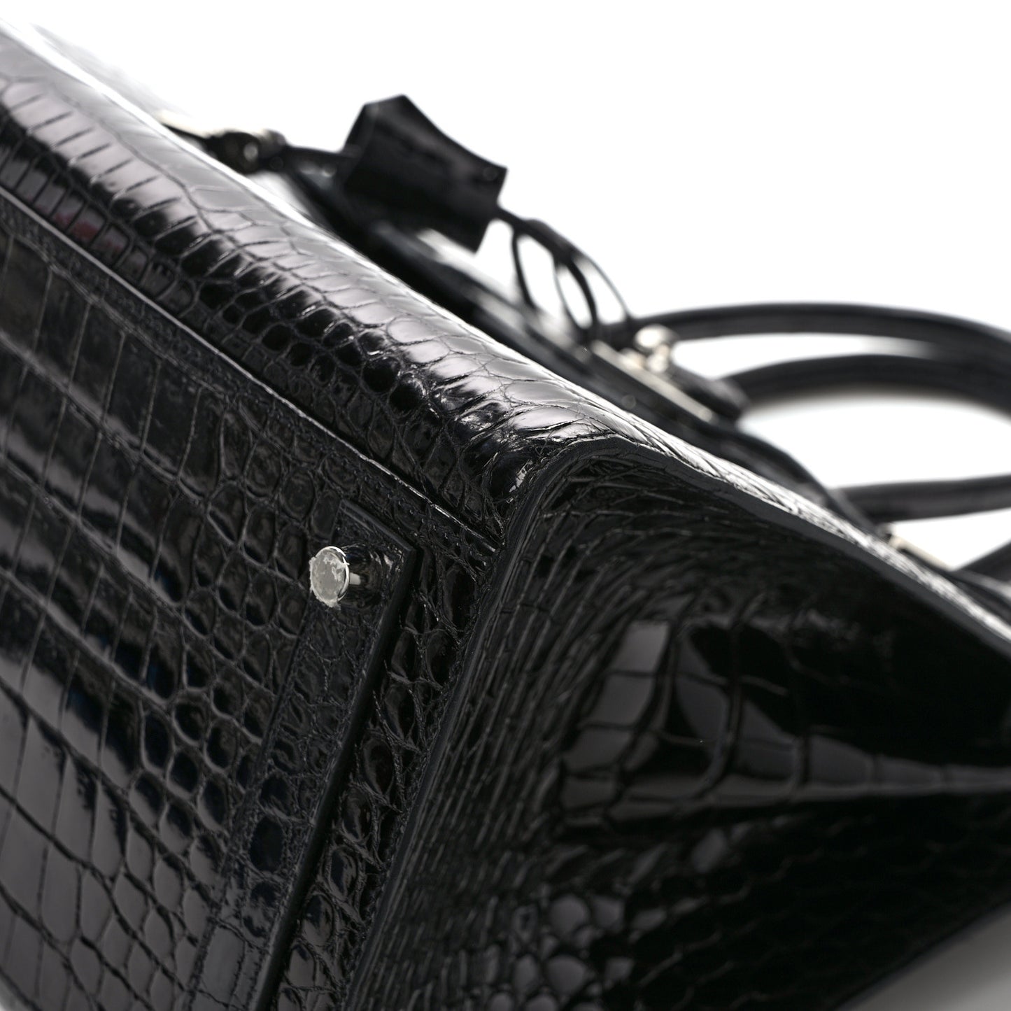 Shiny Porosus Crocodile Birkin Sellier 35 Black