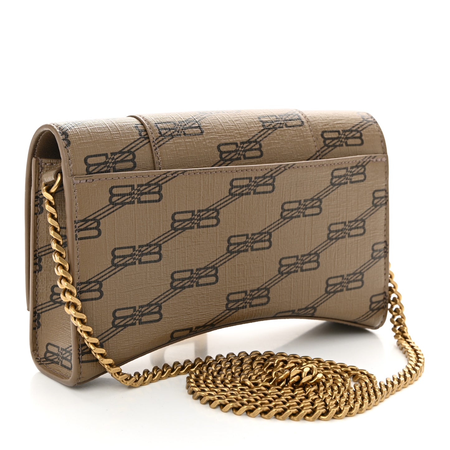 Coated Canvas BB Monogram Hourglass Chain Bag Beige Brown