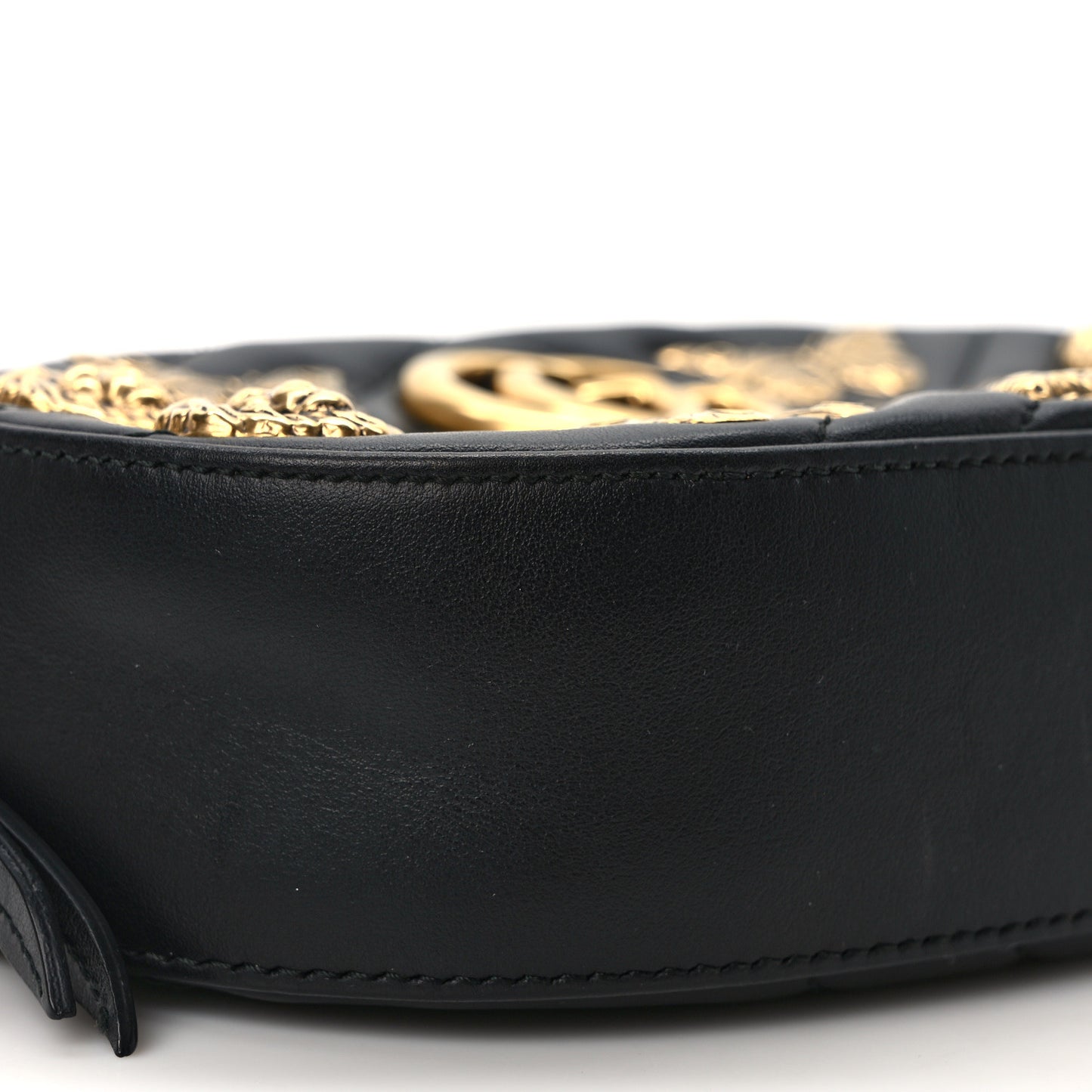 Calfskin Matelasse Animal Studs GG Marmont Belt Bag 85 34 Black
