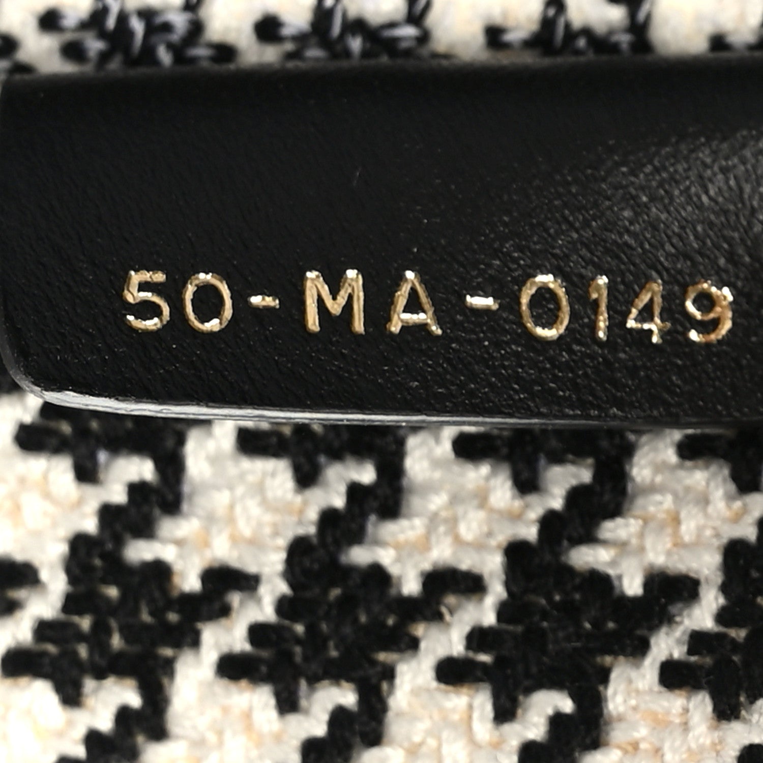 Christian Dior Canvas Houndstooth Embroidered Large Book Tote Black White 7 of 9