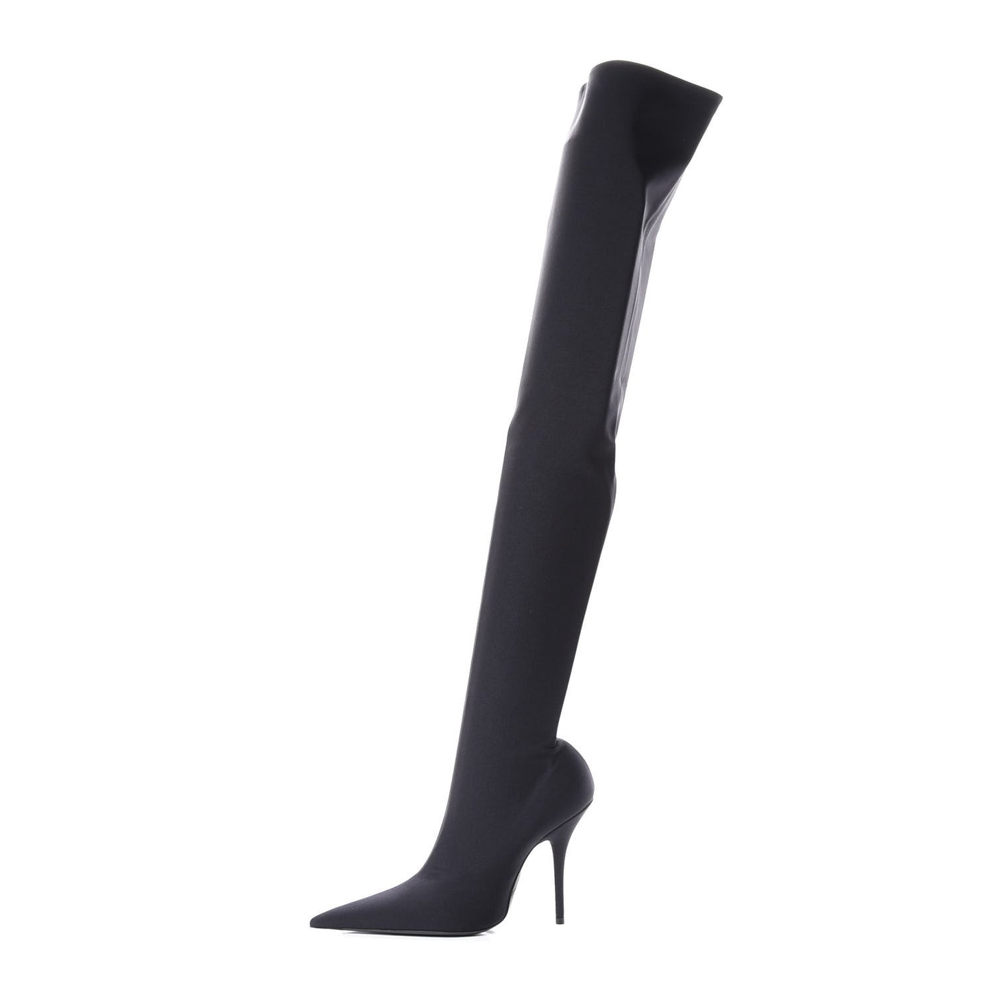 Spandex Pointed Toe Knife Thigh High Boots 38 Black