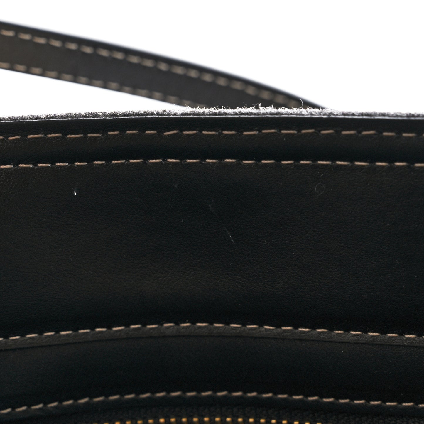 Felt Calfskin Small Woody Ribbon Tote With Strap Cashmere Grey