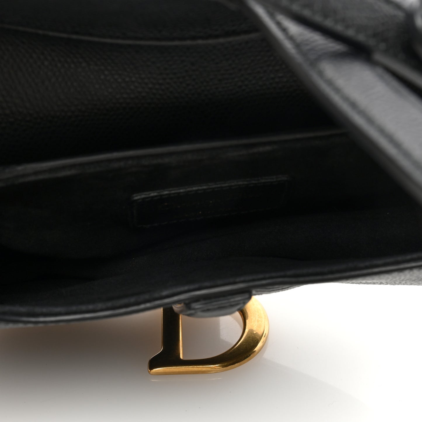 Grained Calfskin Mini Saddle Bag Black