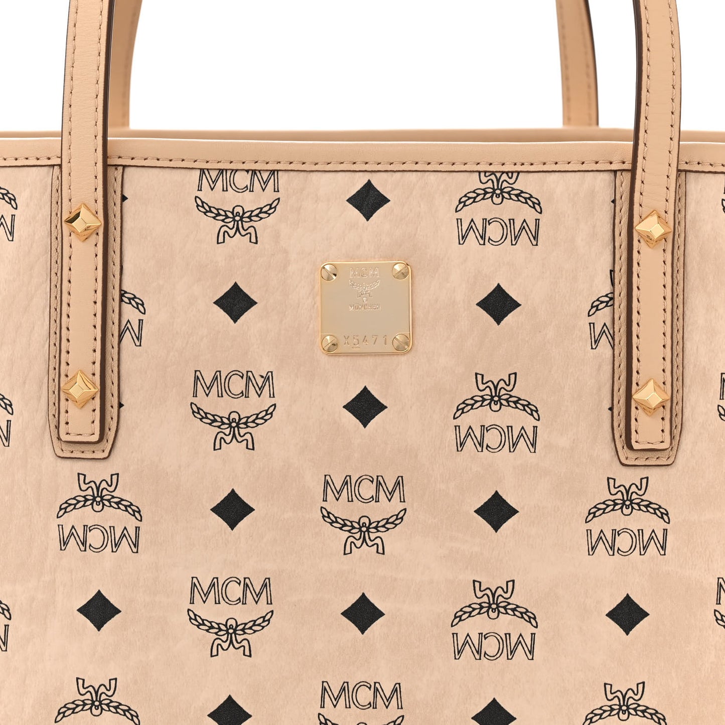 Visetos Medium Top Zip Shopper Tote Beige