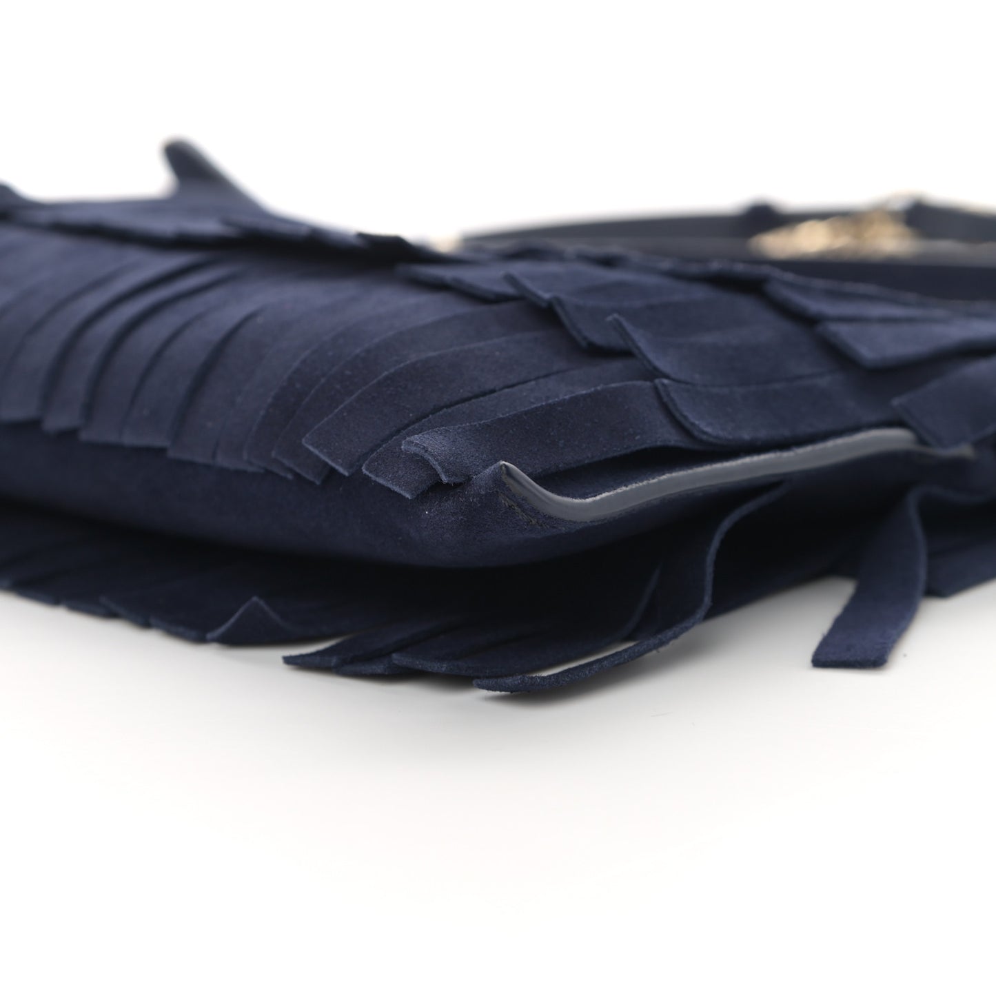Suede Fringe Peyton Crossbody Clutch Bag Blue
