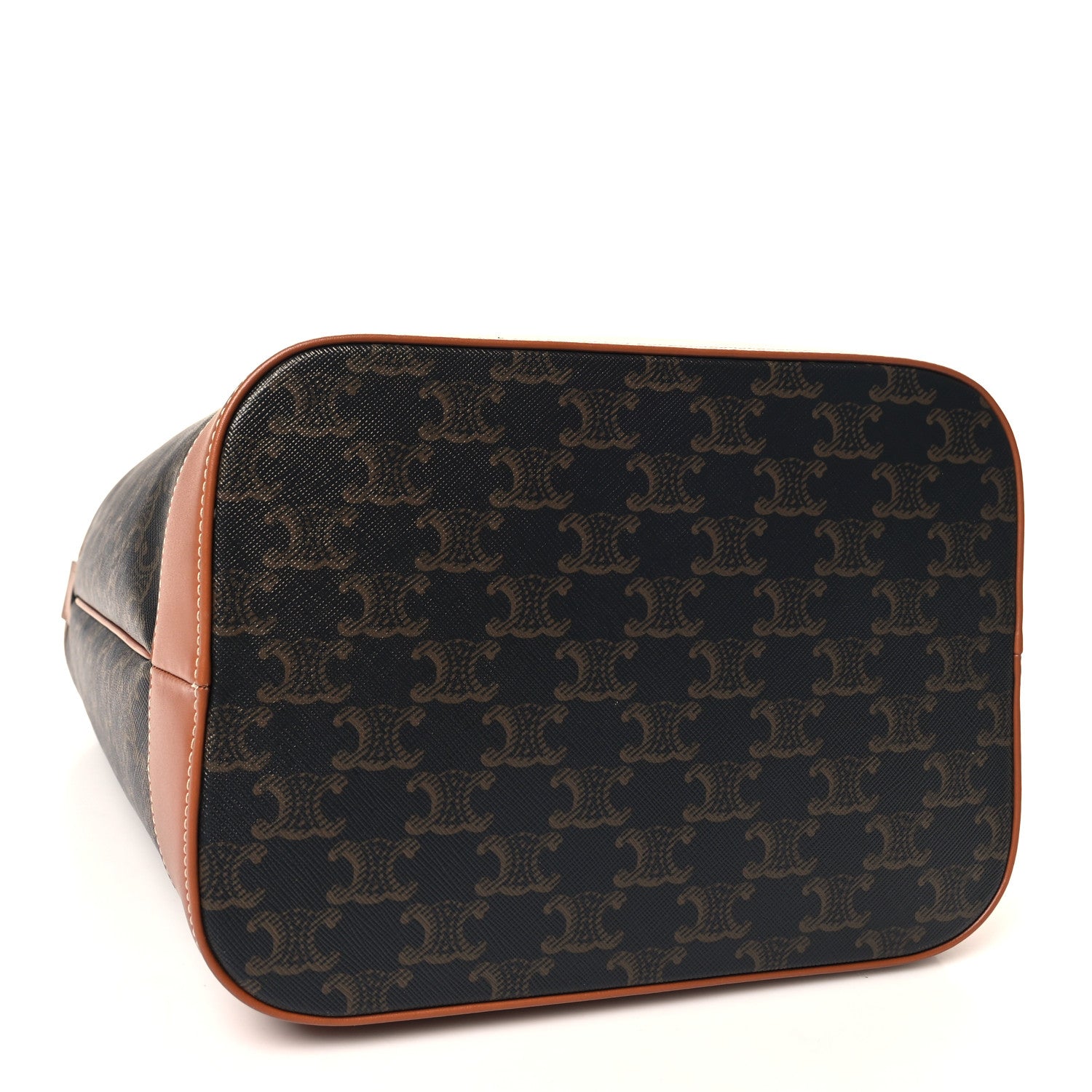 Celine Triomphe Canvas Calfskin Medium Bucket Bag Tan 4 of 11