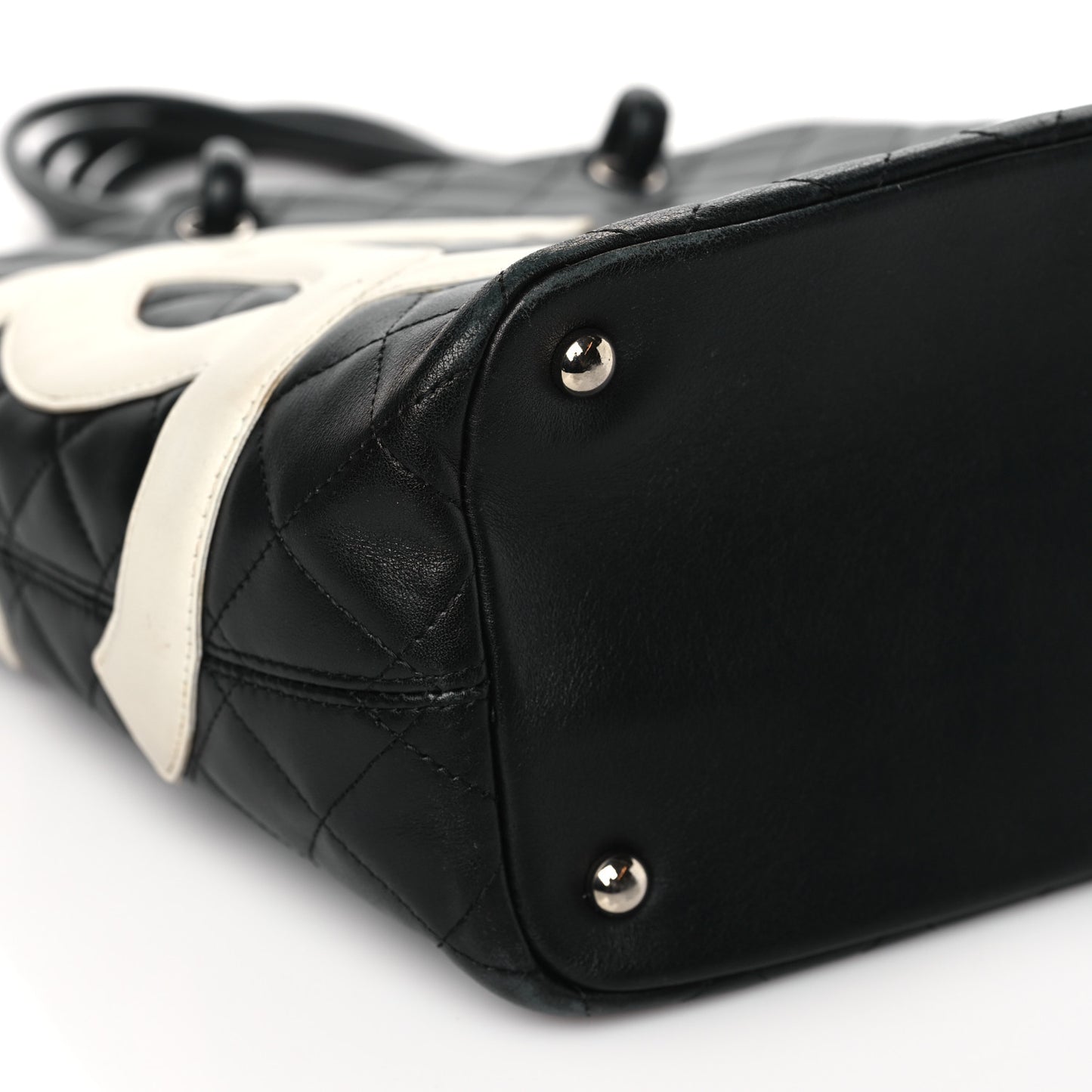 Calfskin Quilted Medium Cambon Tote Black White