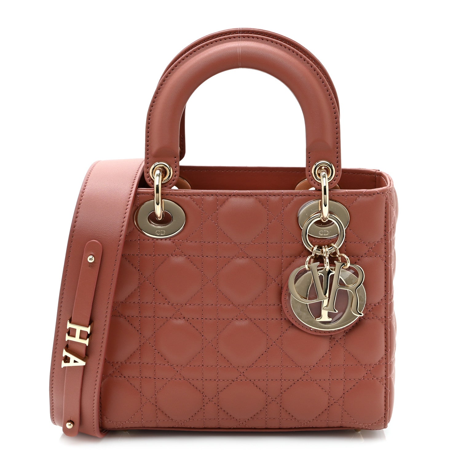 Christian Dior Lambskin Cannage Small My ABCDior Lady Dior Rust