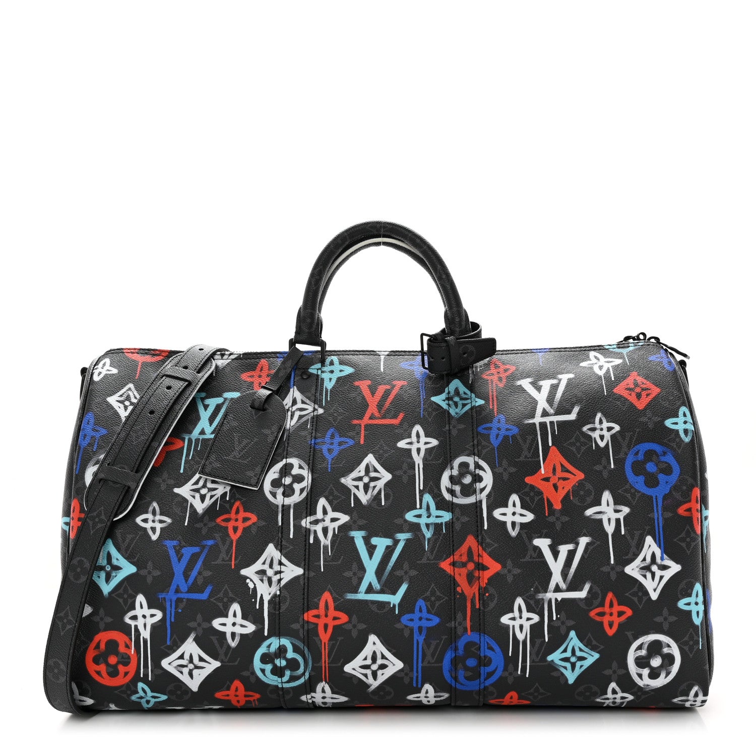 Louis Vuitton Monogram Eclipse LV Graffiti Keepall Bandouliere 50 Multicolor 1 of 9
