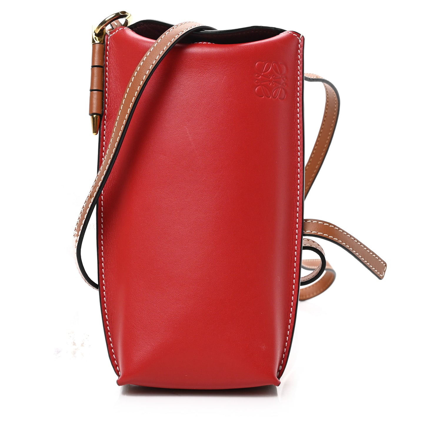 Smooth Calfskin Gate Pocket Scarlet Burnt Red Tan