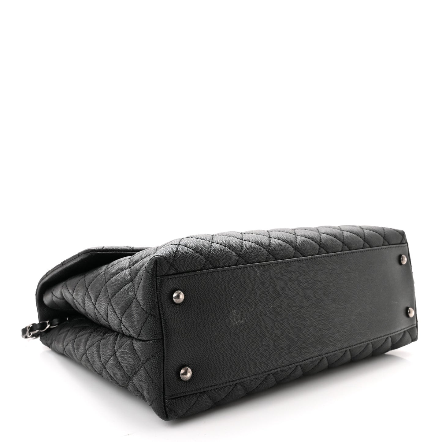 Caviar Lizard Quilted Large Coco Handle Flap Black