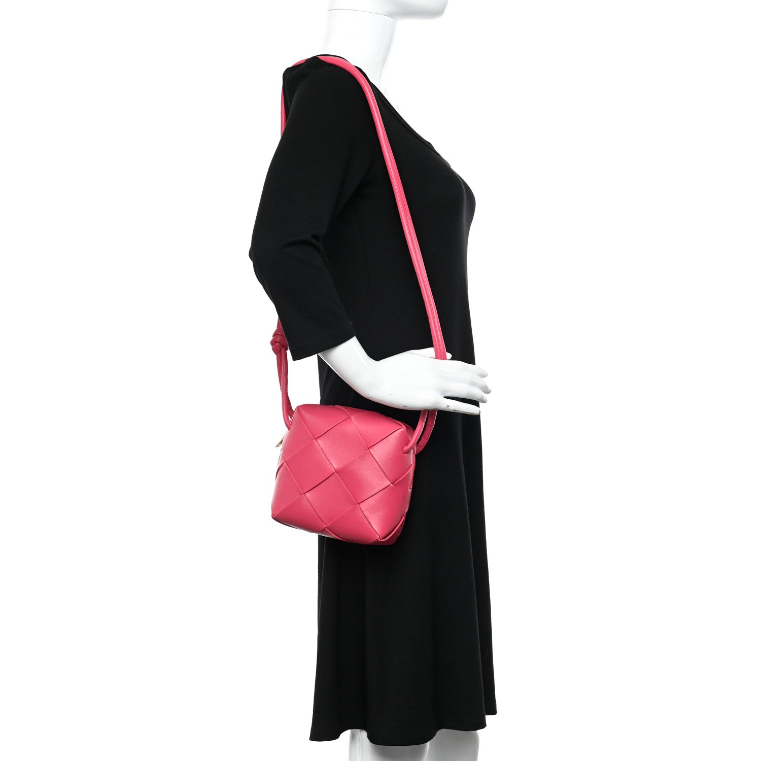 Bottega Veneta Lambskin Maxi Intrecciato Mini Cassette Camera Bag Cranberry 2 of 9