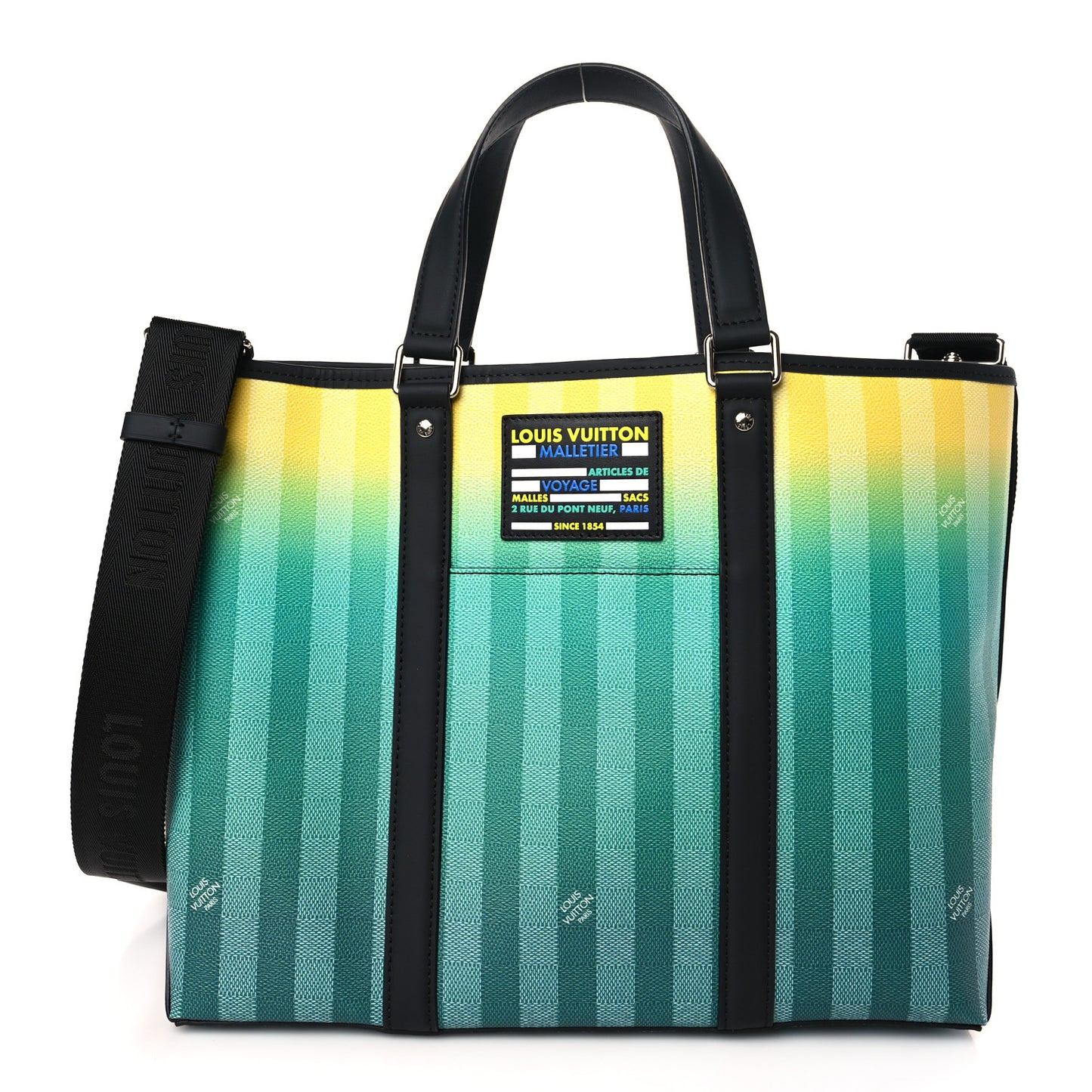 Damier Striped Weekend Tote PM Gradient Green