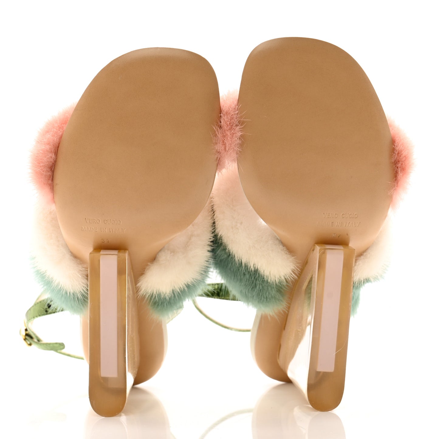 Mink Ayers Lucite Fendi First 95mm Sandals 37 Bellini Hermi Urano Pirite