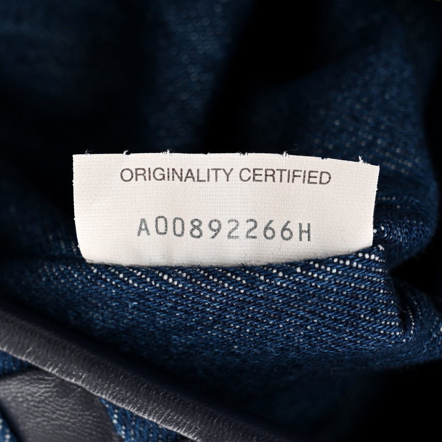 Denim Calfskin Intrecciato Large Hop Abyss Indigo