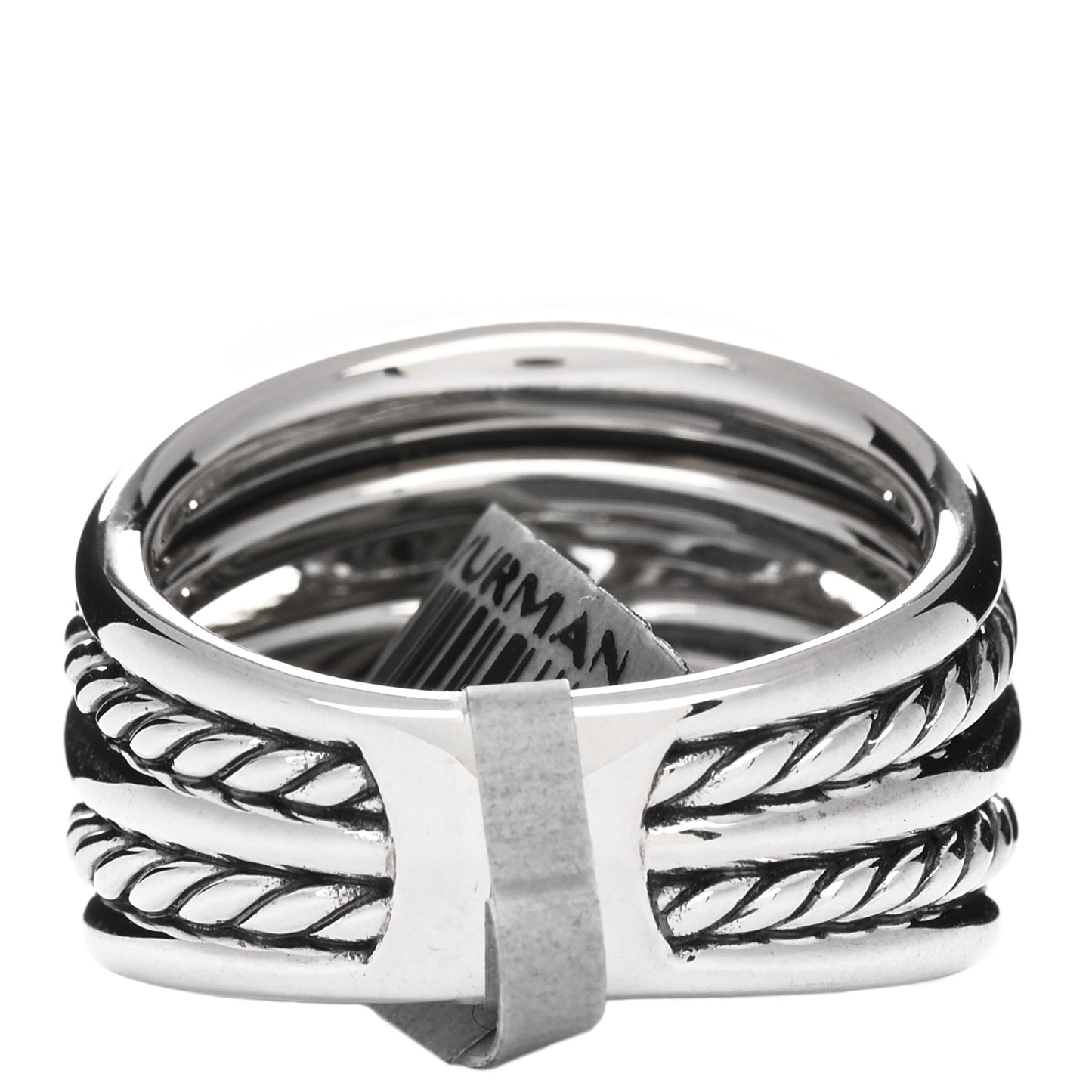 Sterling Silver Diamond Thoroughbred Cushion Link Ring 58 8.25