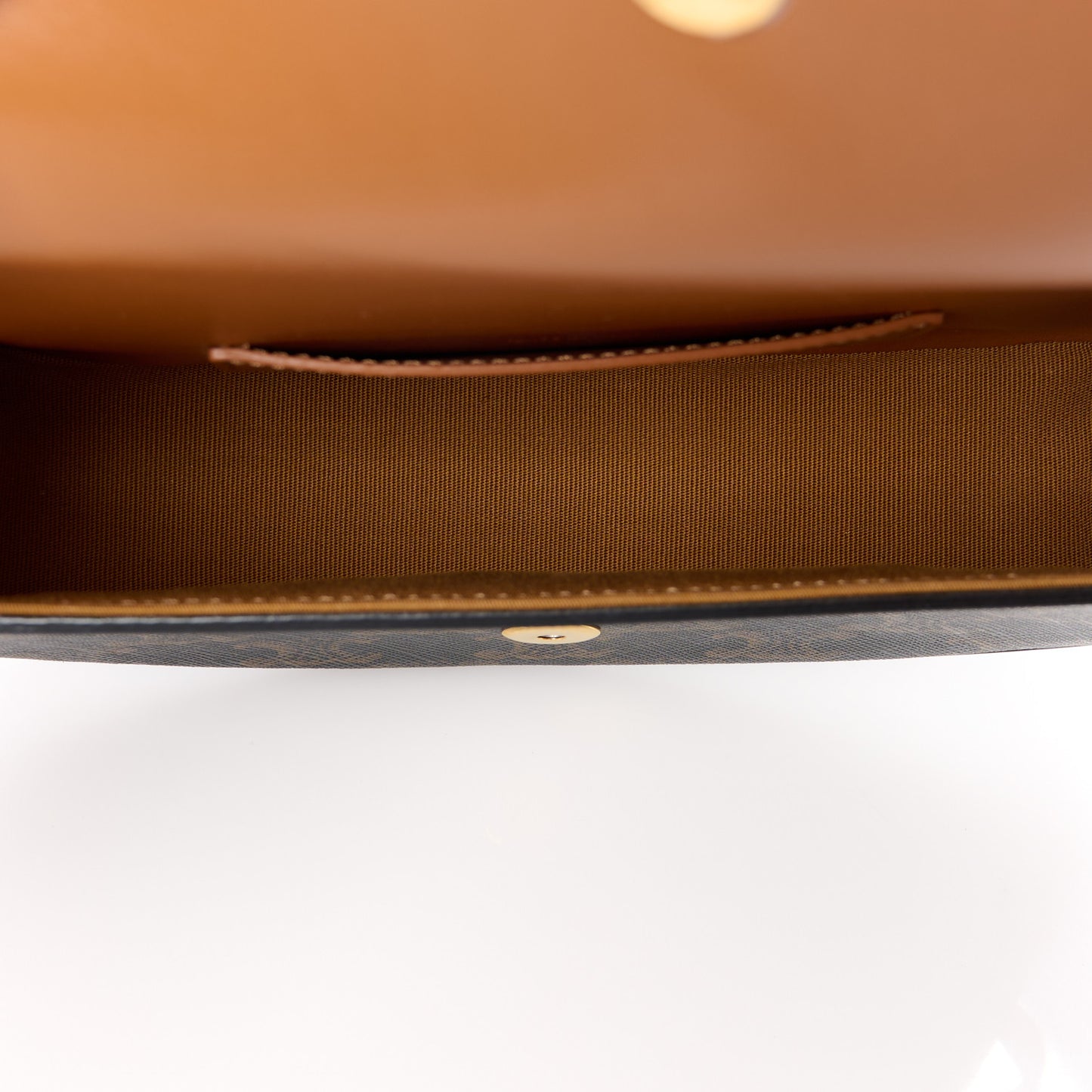Triomphe Canvas Calfskin Tabou Clutch on Strap Tan