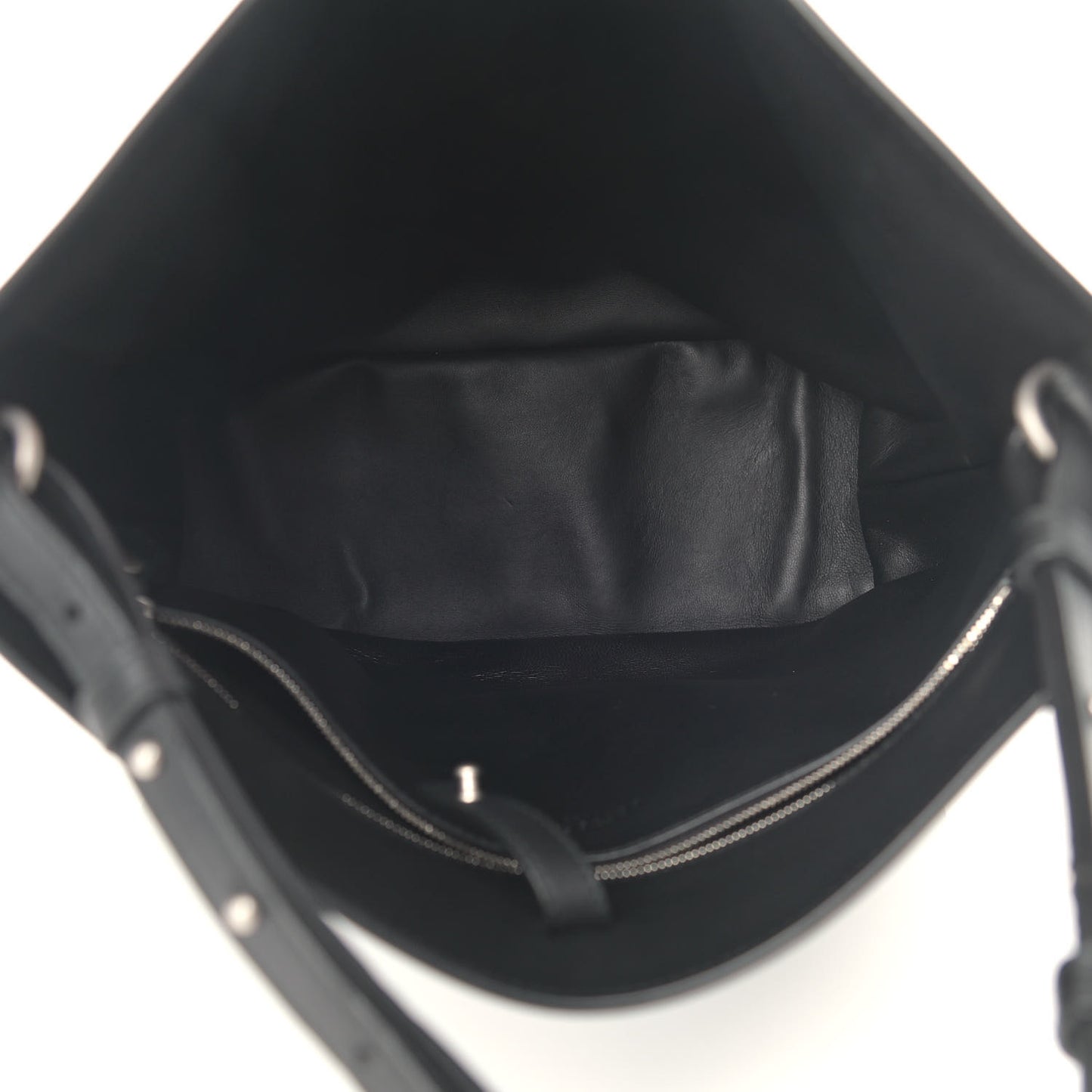 Smooth Matte Calfskin Bucket Bag Black
