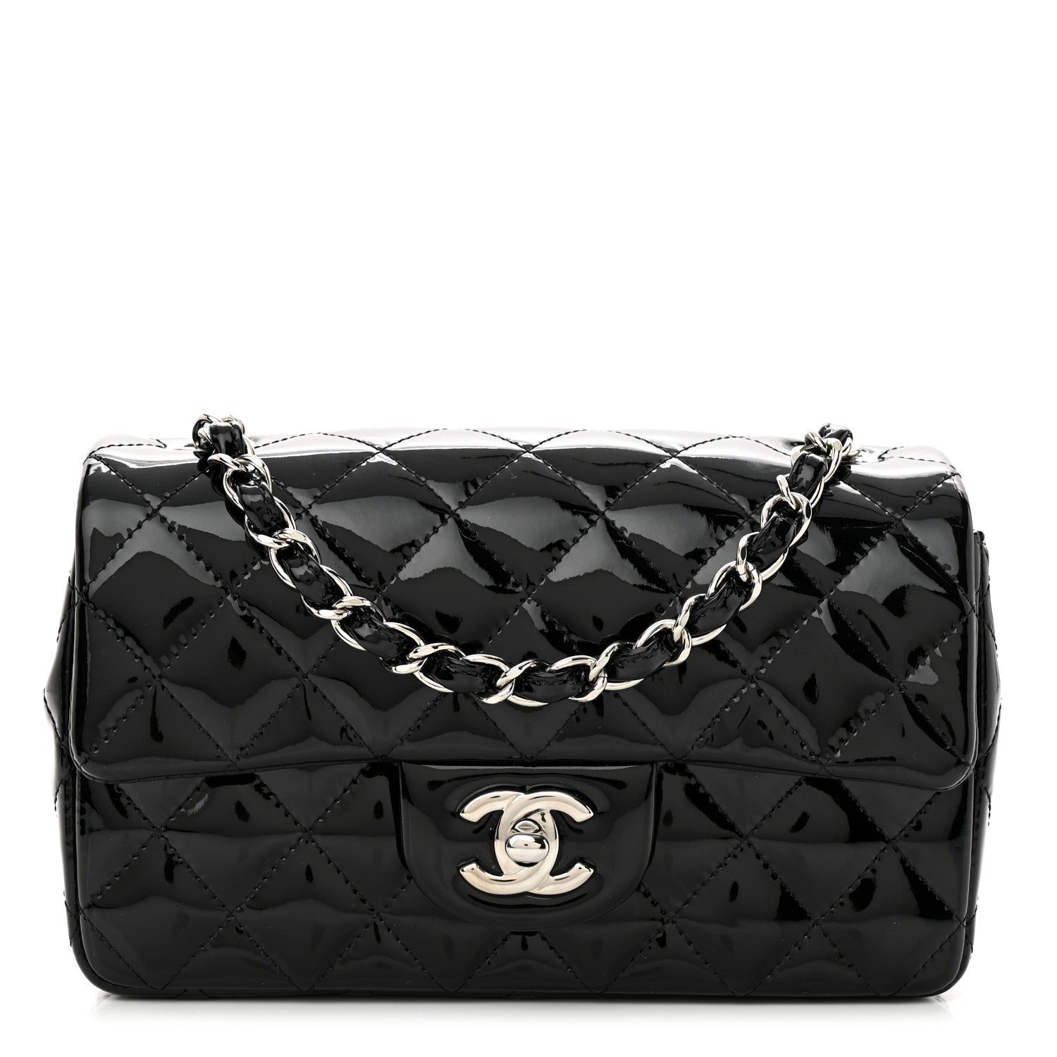 Chanel Patent Calfskin Quilted Mini Rectangular Flap Black 1489321 ...