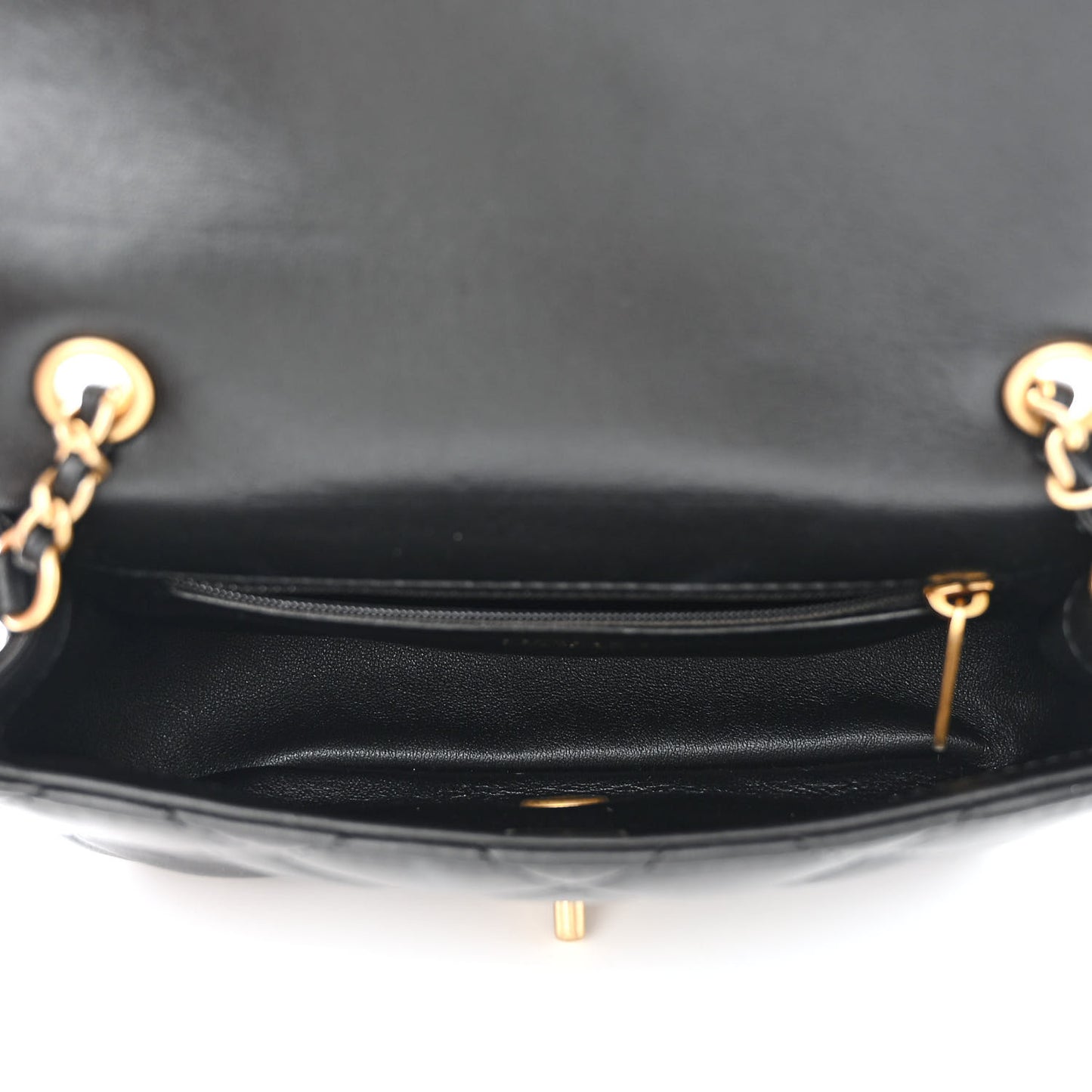 Lambskin Quilted Mini Heart Charms Flap Black