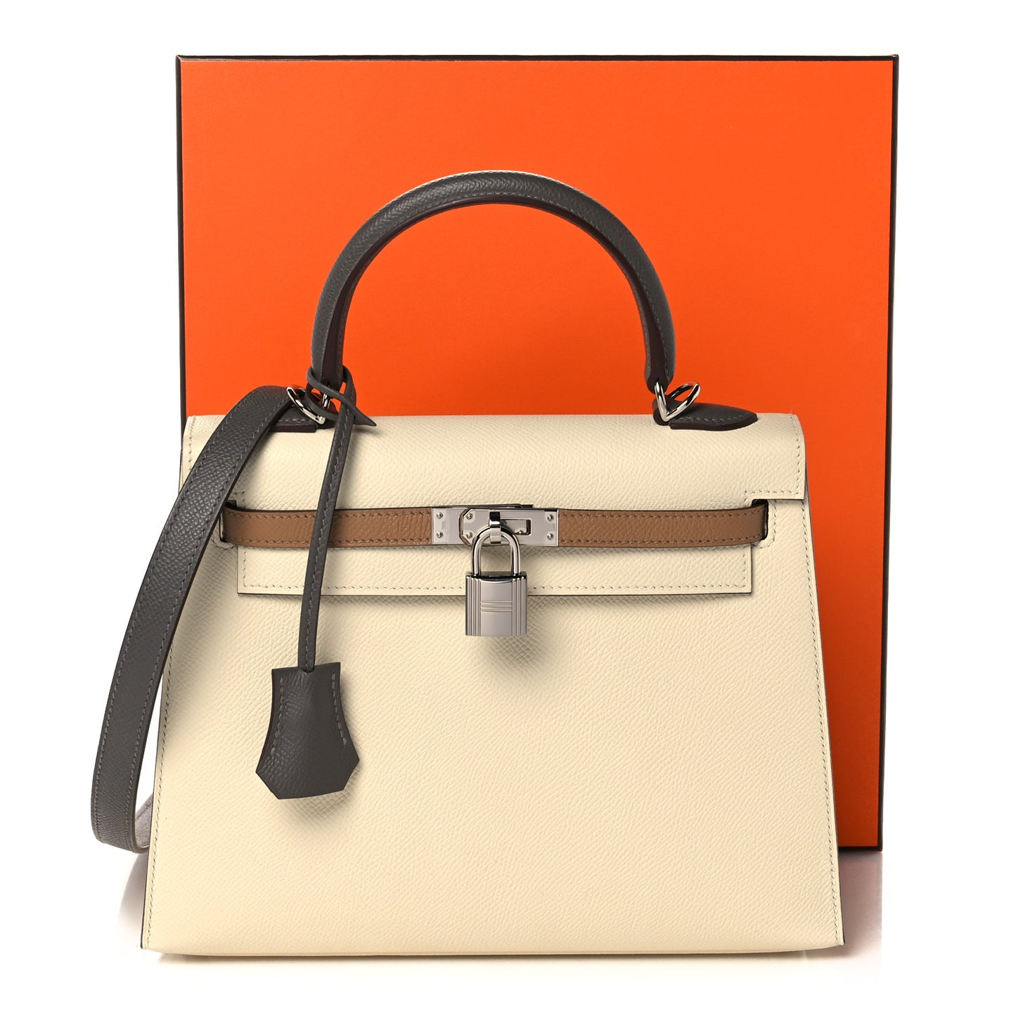 Epsom Tri-Color Kelly Sellier 25 Nata Chai Gris Meyer
